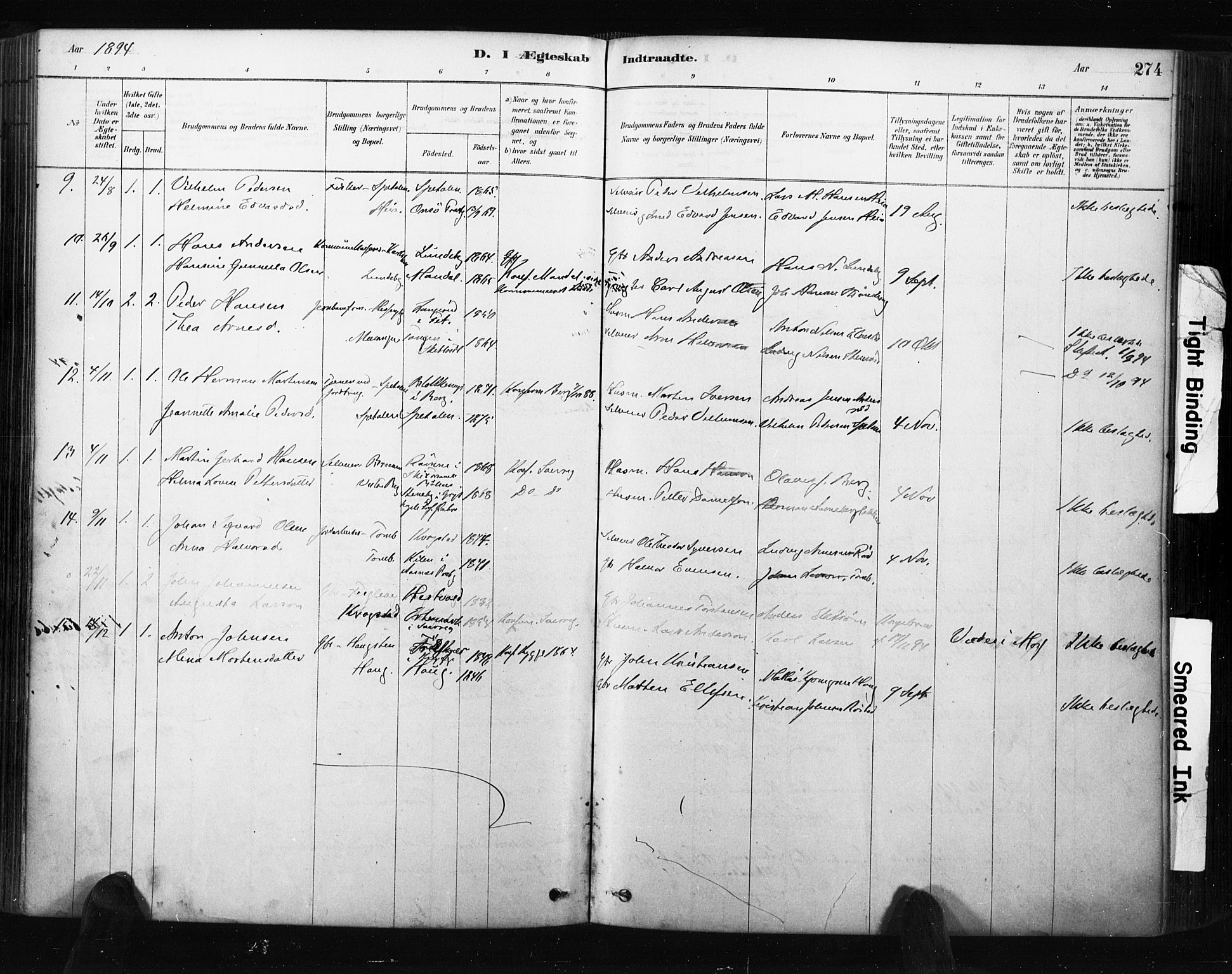 Råde prestekontor kirkebøker, AV/SAO-A-2009/F/Fa/L0007: Parish register (official) no. 7, 1878-1902, p. 274