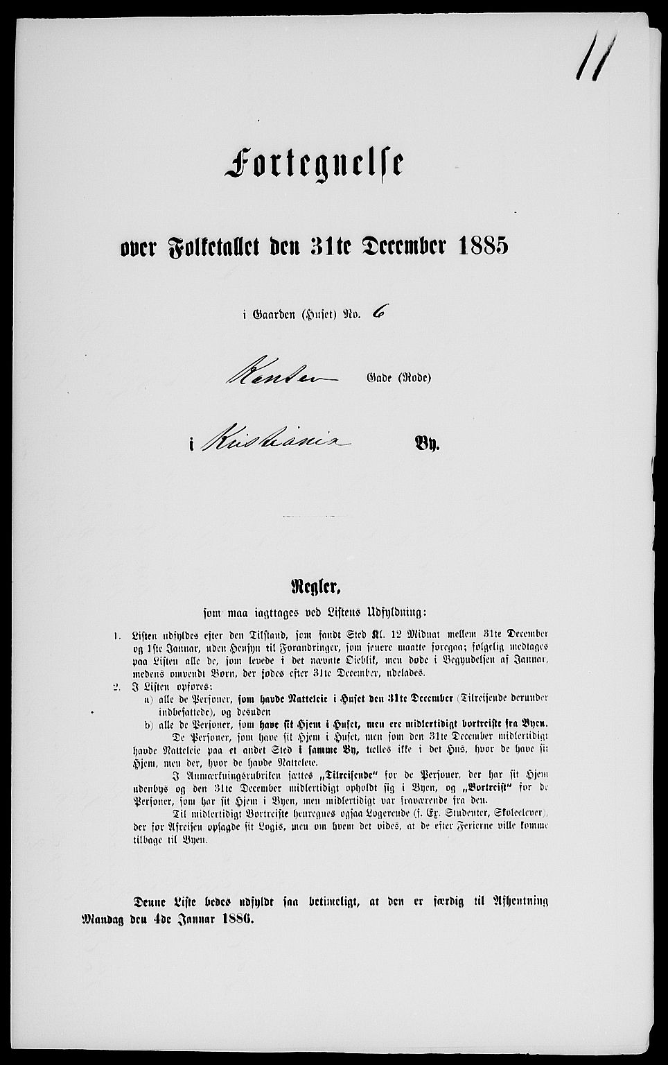 RA, 1885 census for 0301 Kristiania, 1885, p. 1527