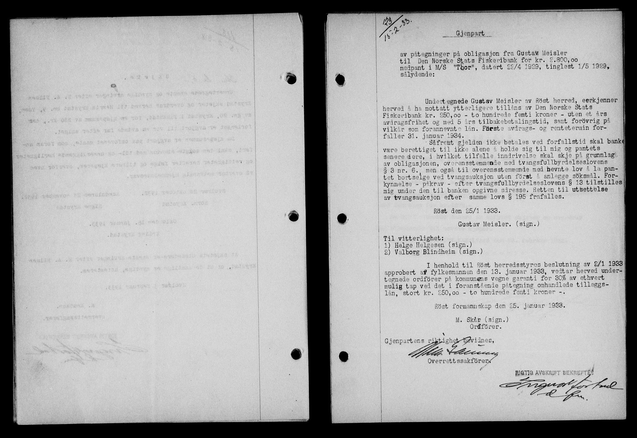 Lofoten sorenskriveri, SAT/A-0017/1/2/2C/L0027b: Mortgage book no. 27b, 1933-1933, Deed date: 15.02.1933