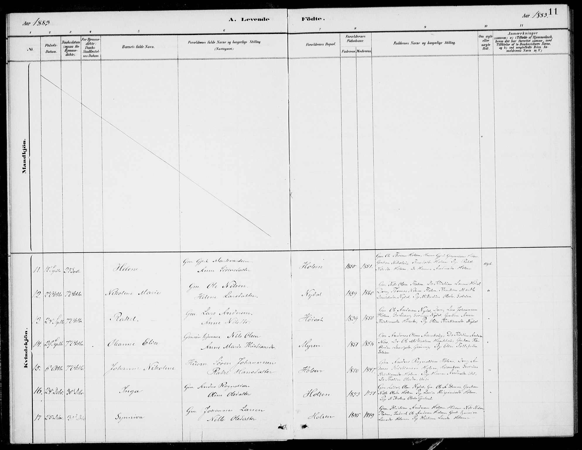 Førde sokneprestembete, SAB/A-79901/H/Haa/Haac/L0001: Parish register (official) no. C  1, 1881-1920, p. 11