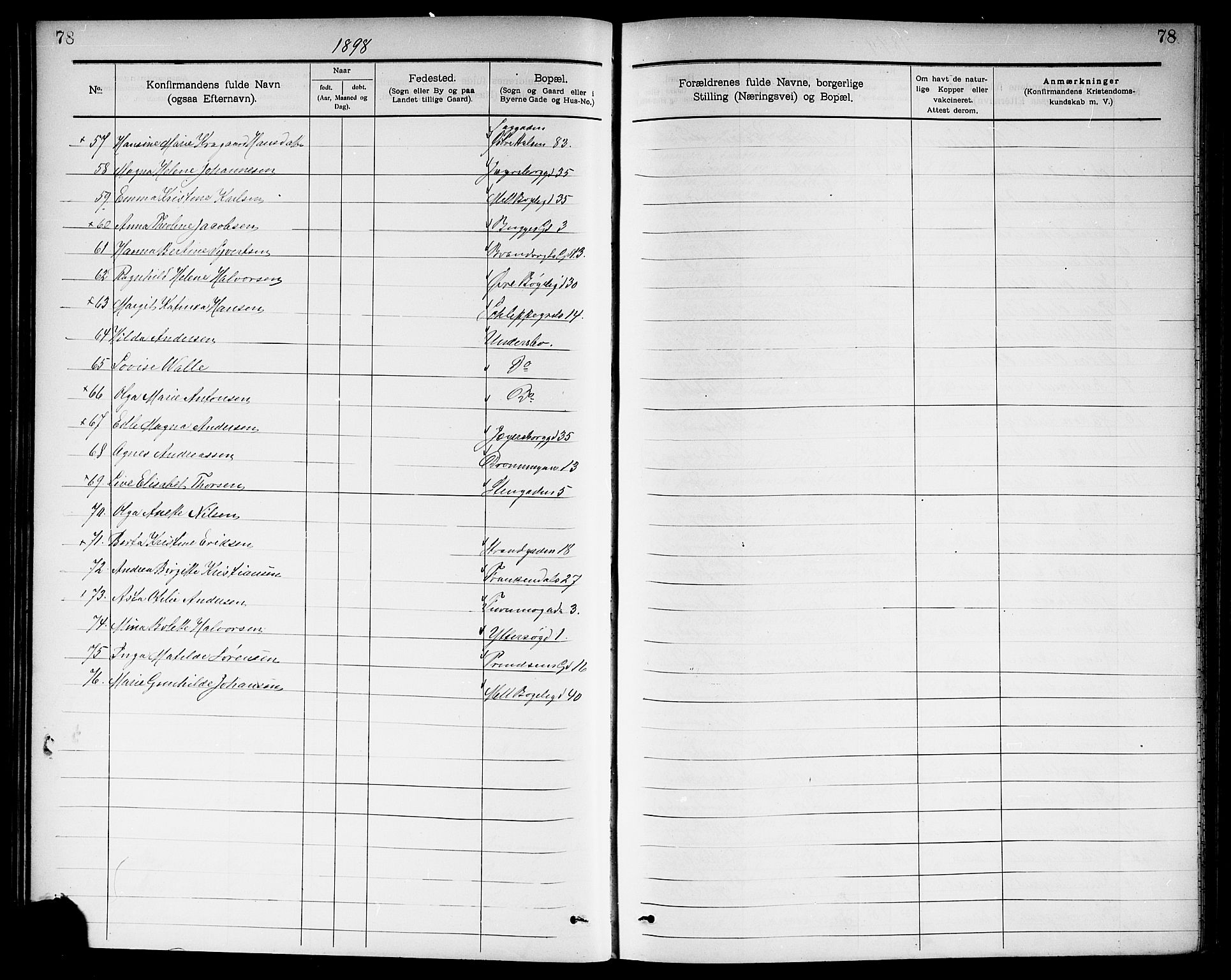Larvik kirkebøker, SAKO/A-352/G/Ga/L0006: Parish register (copy) no. I 6, 1888-1917, p. 78
