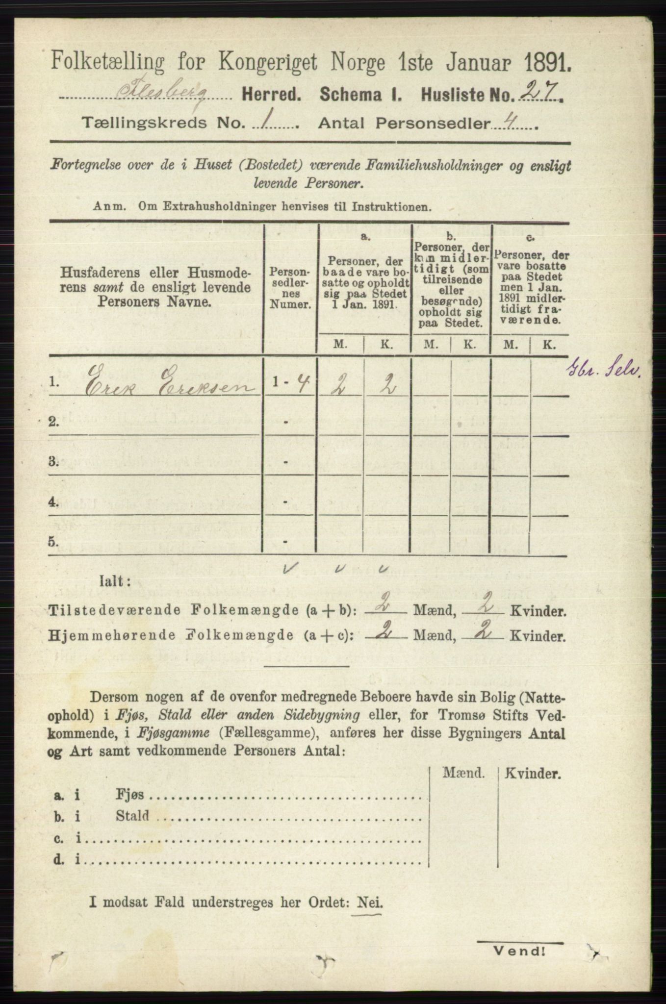 RA, 1891 census for 0631 Flesberg, 1891, p. 70