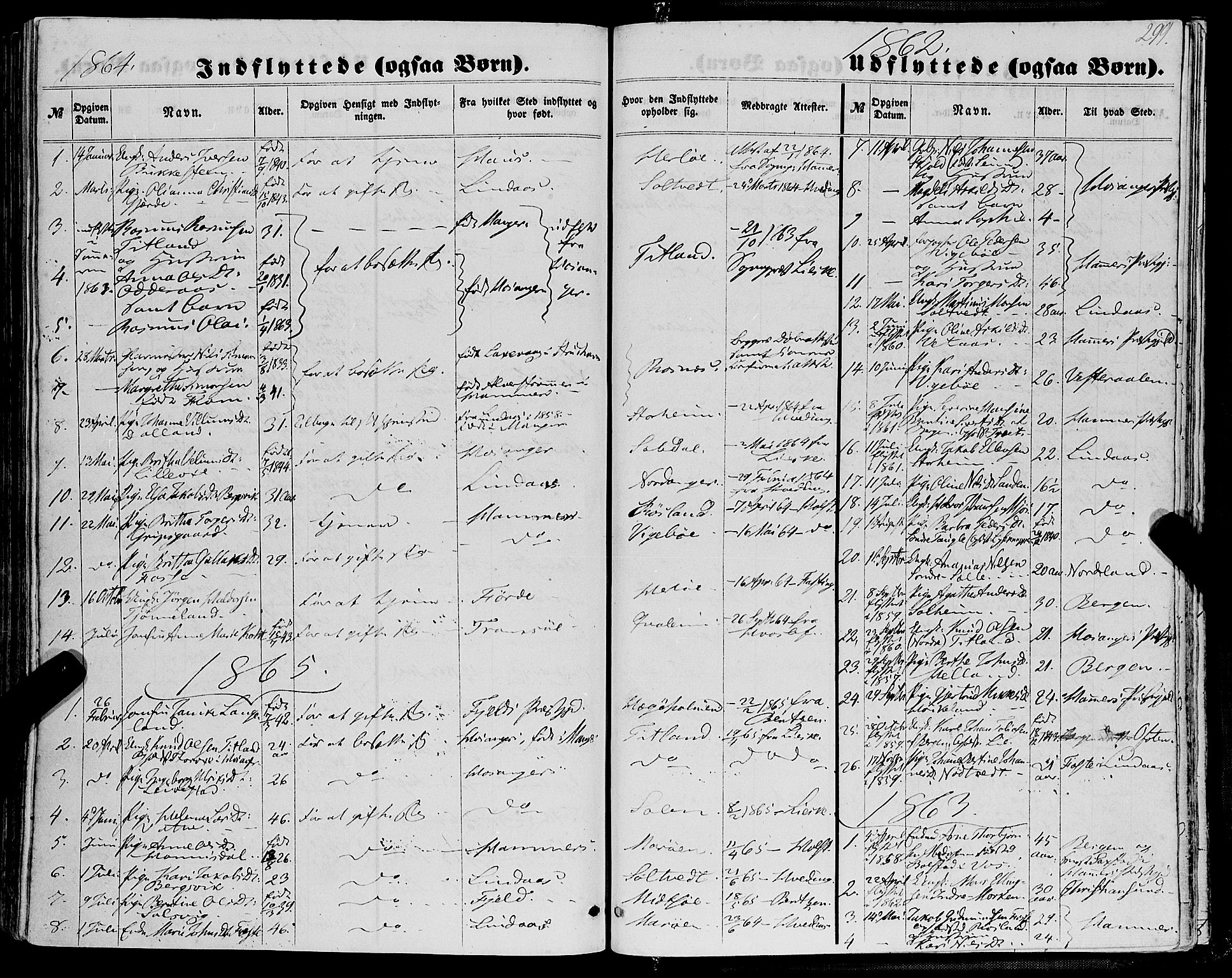 Manger sokneprestembete, SAB/A-76801/H/Haa: Parish register (official) no. A 7, 1860-1870, p. 299
