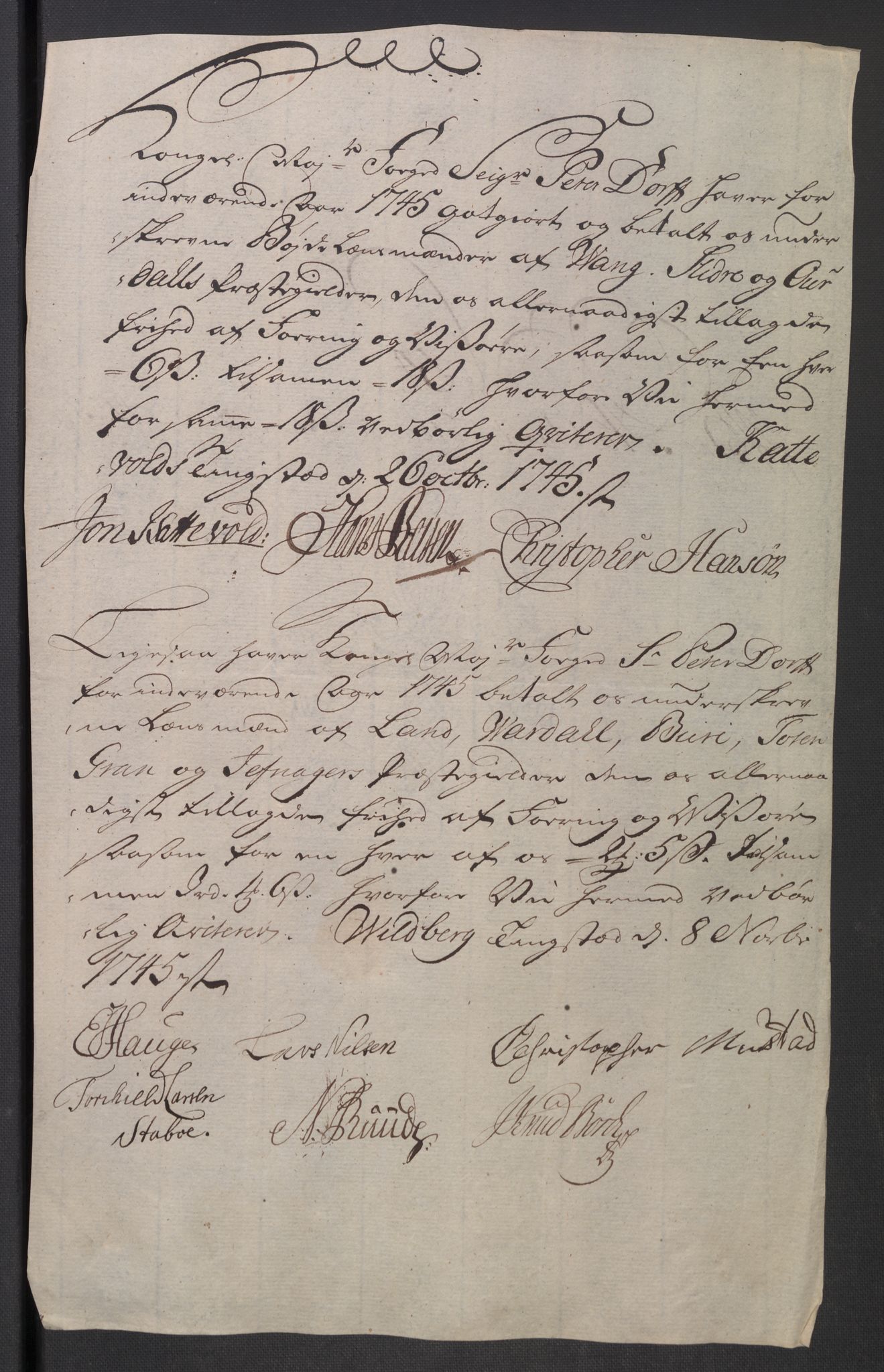 Rentekammeret inntil 1814, Reviderte regnskaper, Fogderegnskap, AV/RA-EA-4092/R18/L1345: Fogderegnskap Hadeland, Toten og Valdres, 1745-1746, p. 266