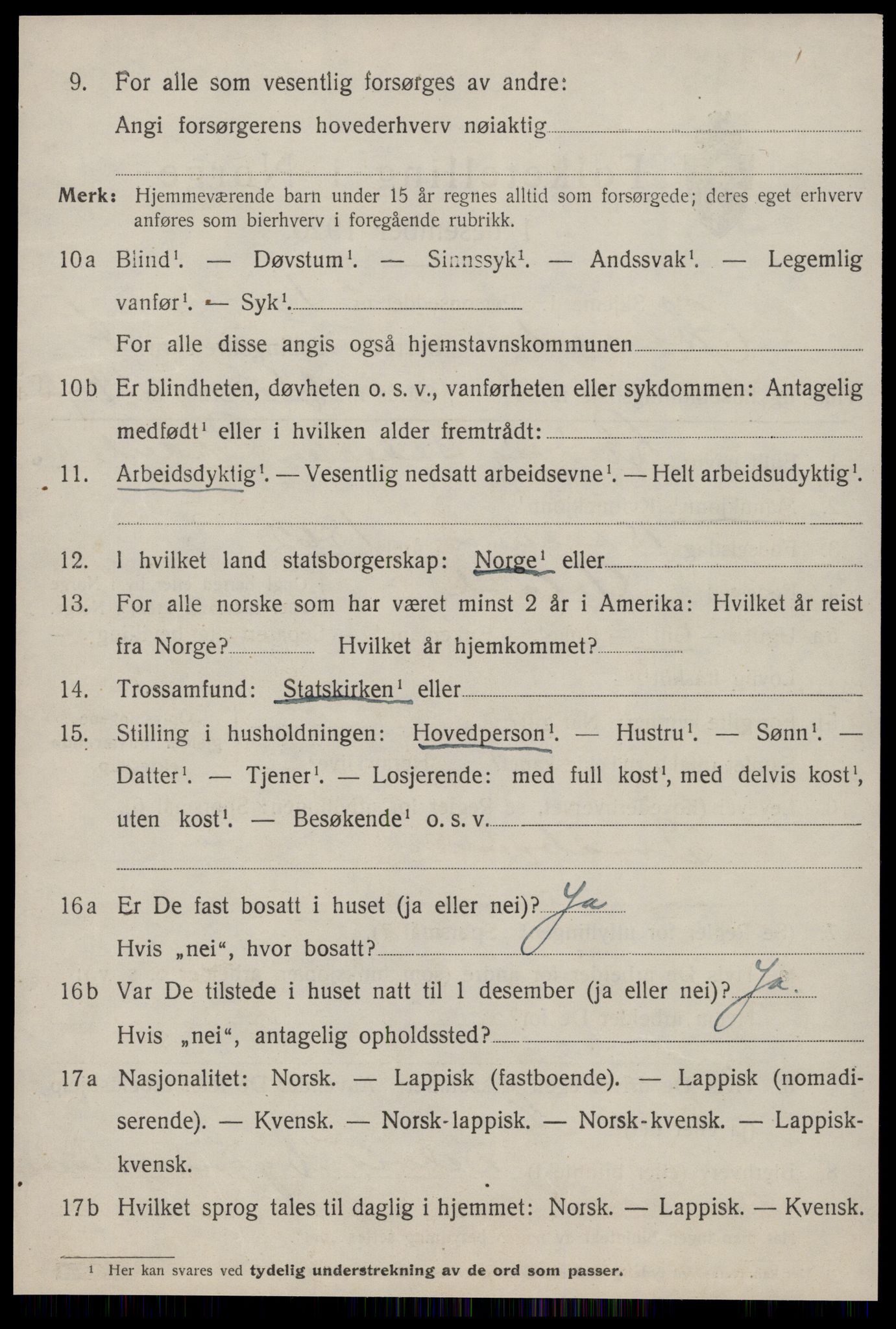 SAT, 1920 census for Ørland, 1920, p. 3392