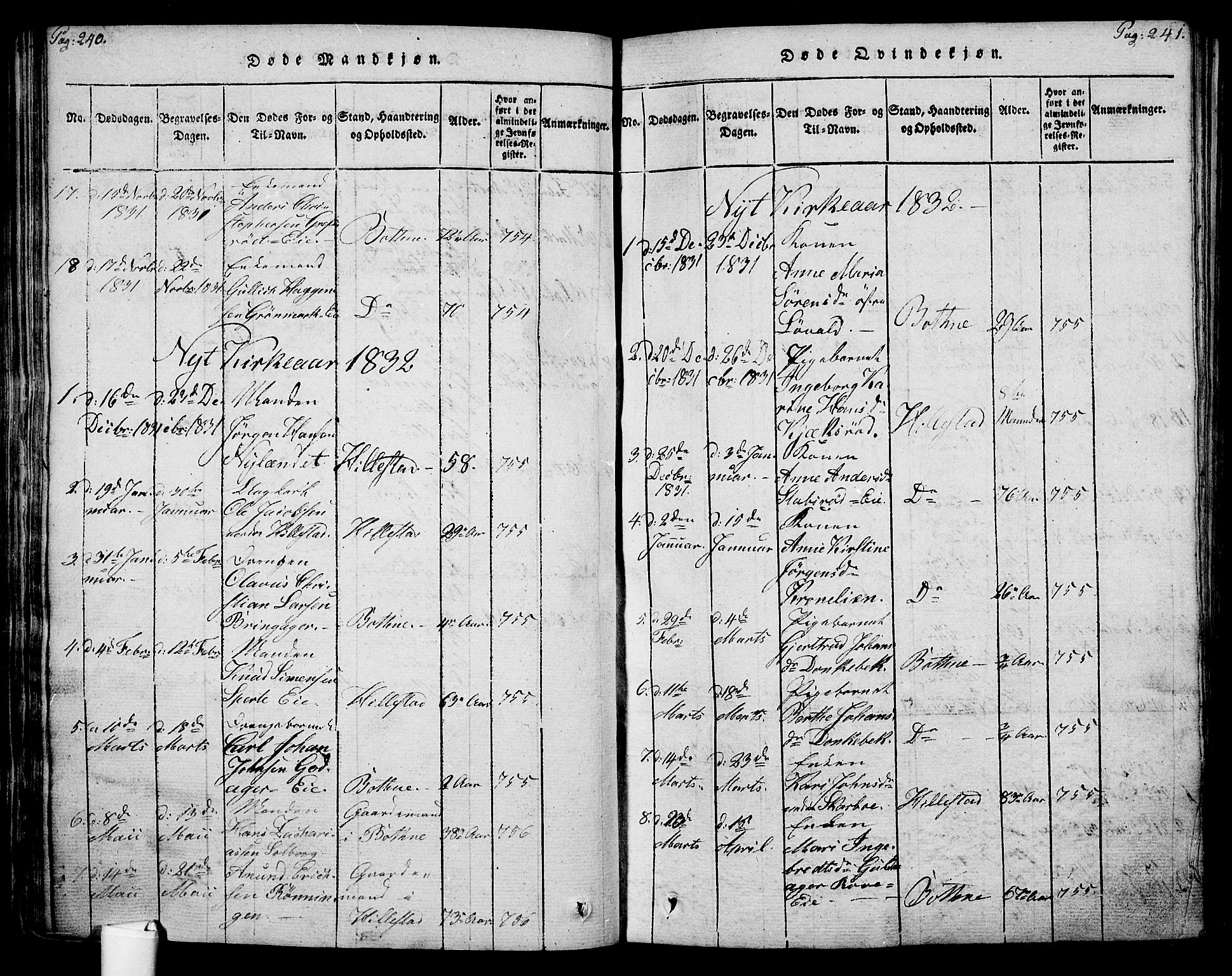 Botne kirkebøker, AV/SAKO-A-340/F/Fa/L0005: Parish register (official) no. I 5, 1814-1836, p. 240-241