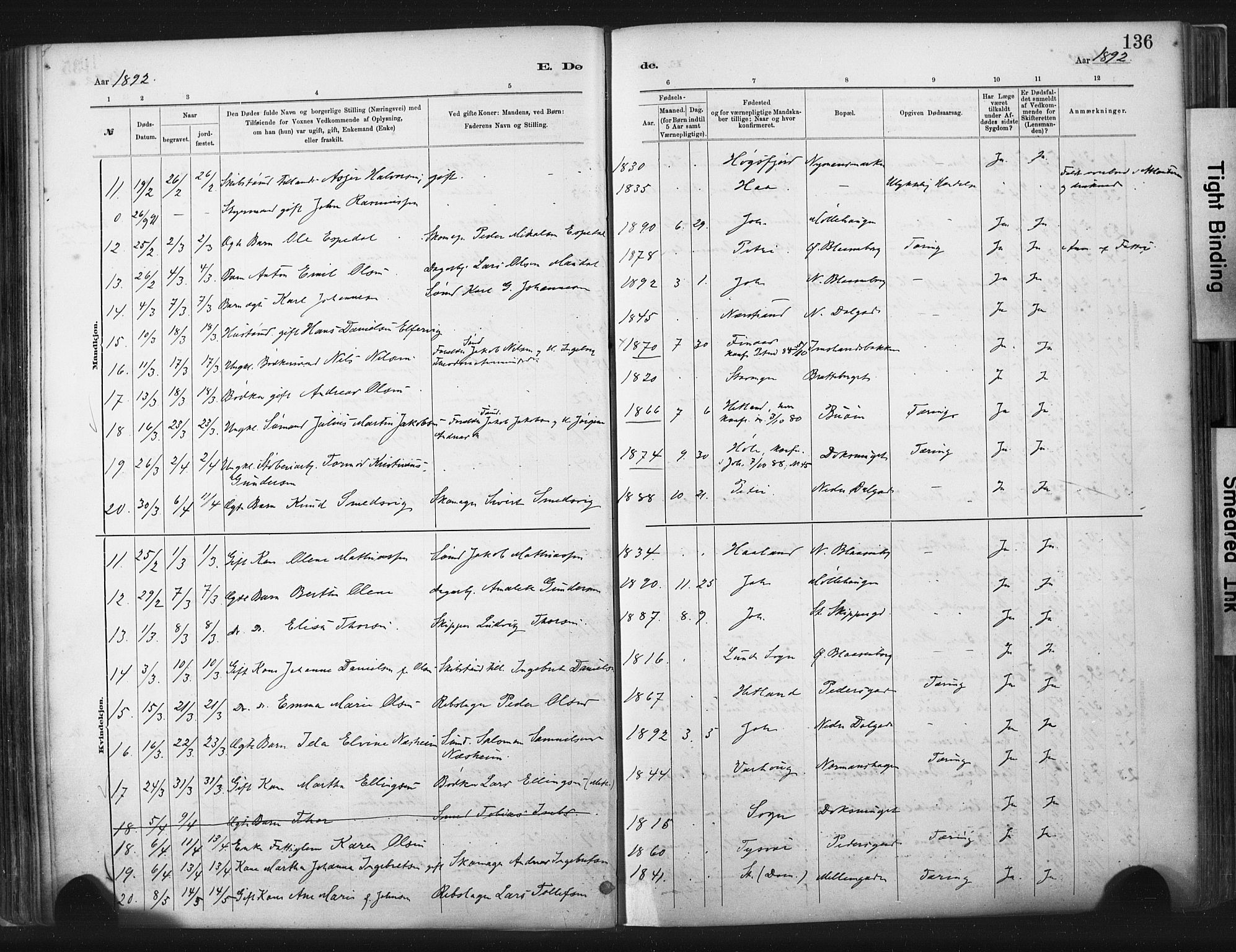 St. Johannes sokneprestkontor, AV/SAST-A-101814/001/30/30BA/L0003: Parish register (official) no. A 3, 1885-1910, p. 136