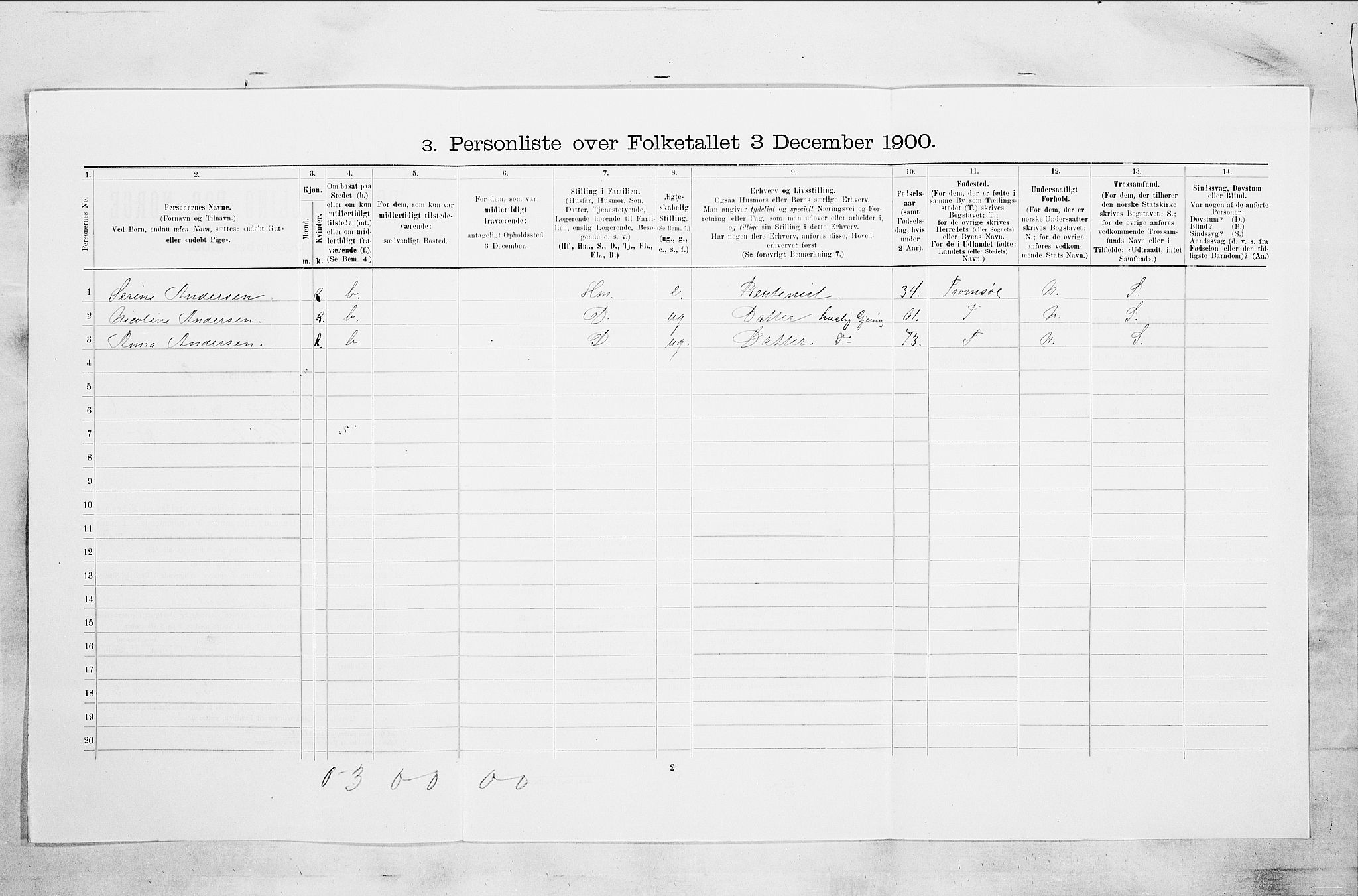 RA, 1900 census for Sandefjord, 1900, p. 1453