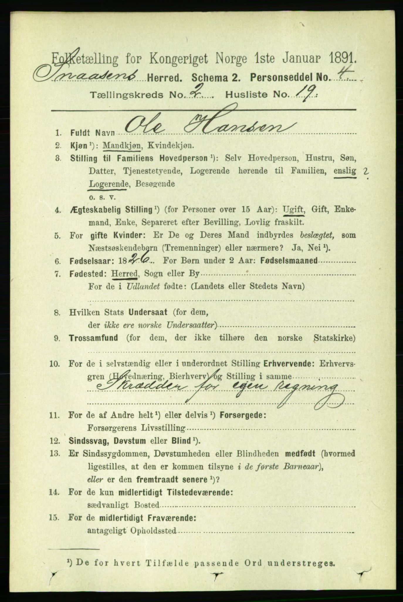 RA, 1891 census for 1736 Snåsa, 1891, p. 559