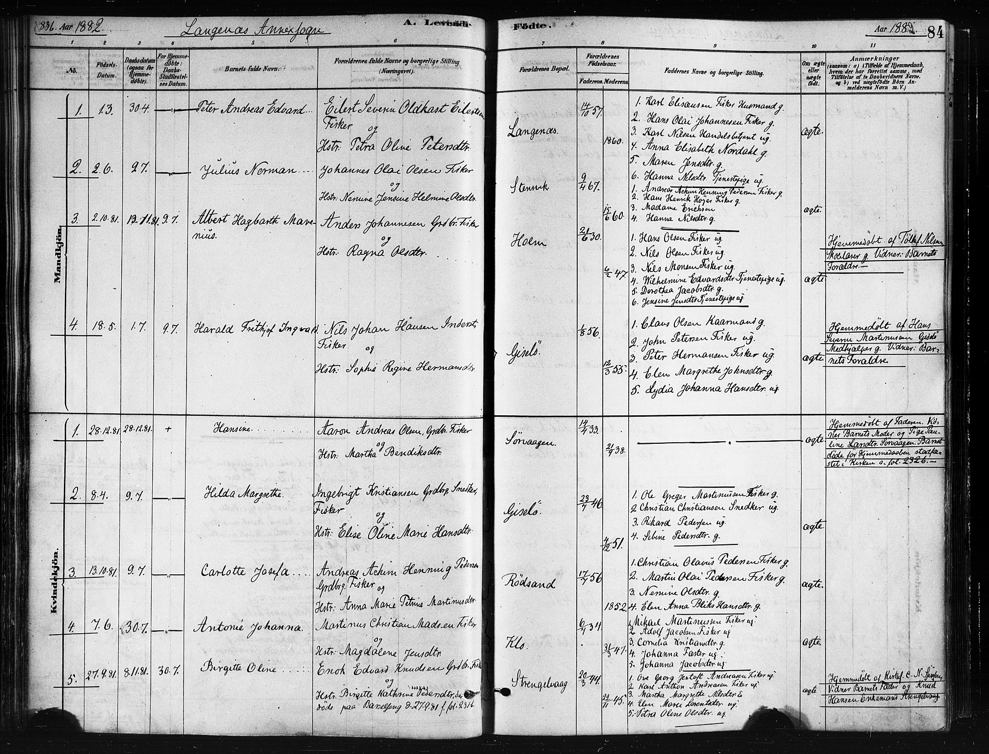 Ministerialprotokoller, klokkerbøker og fødselsregistre - Nordland, SAT/A-1459/893/L1335: Parish register (official) no. 893A08 /2, 1878-1884, p. 84