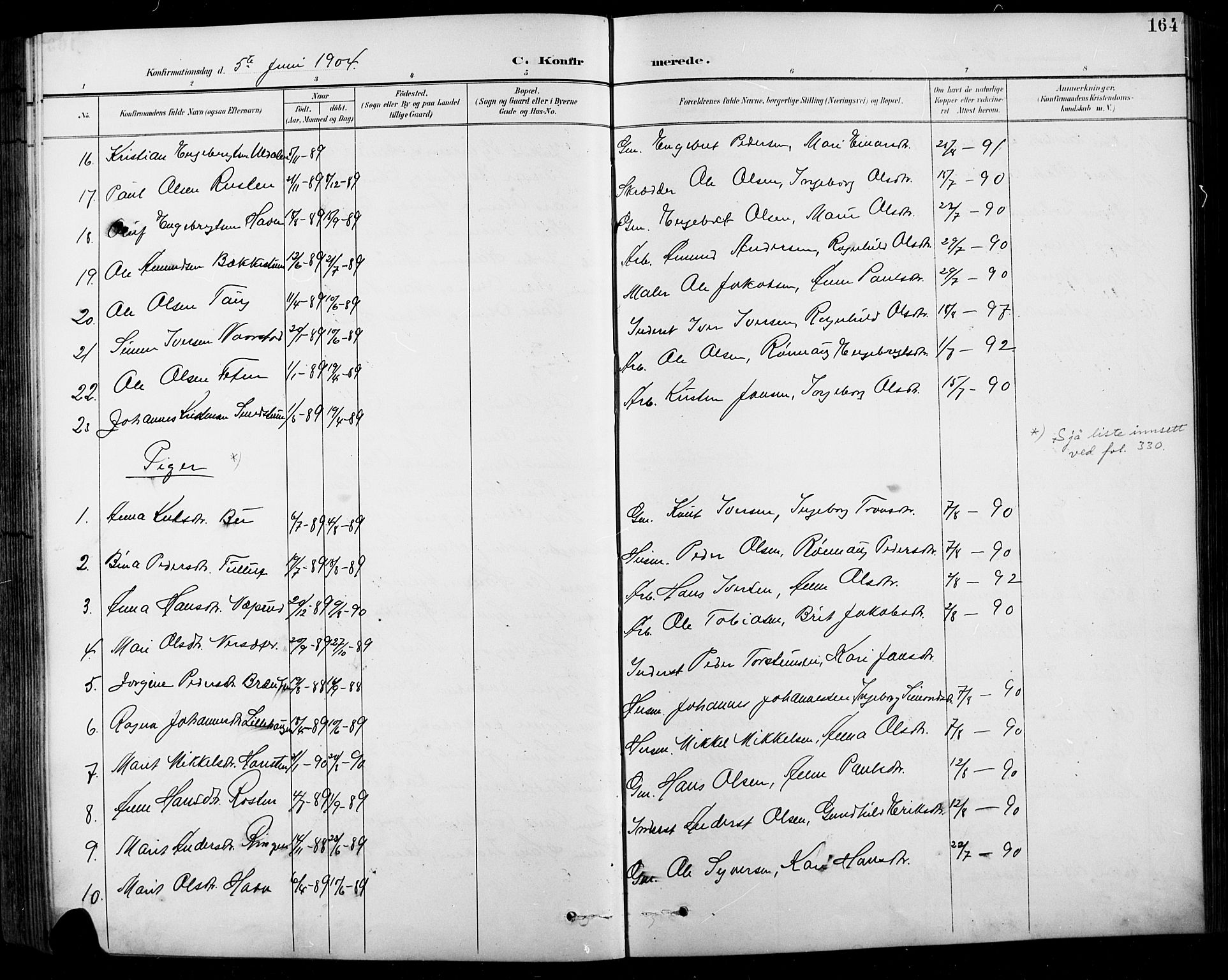 Sel prestekontor, SAH/PREST-074/H/Ha/Hab/L0001: Parish register (copy) no. 1, 1894-1923, p. 164