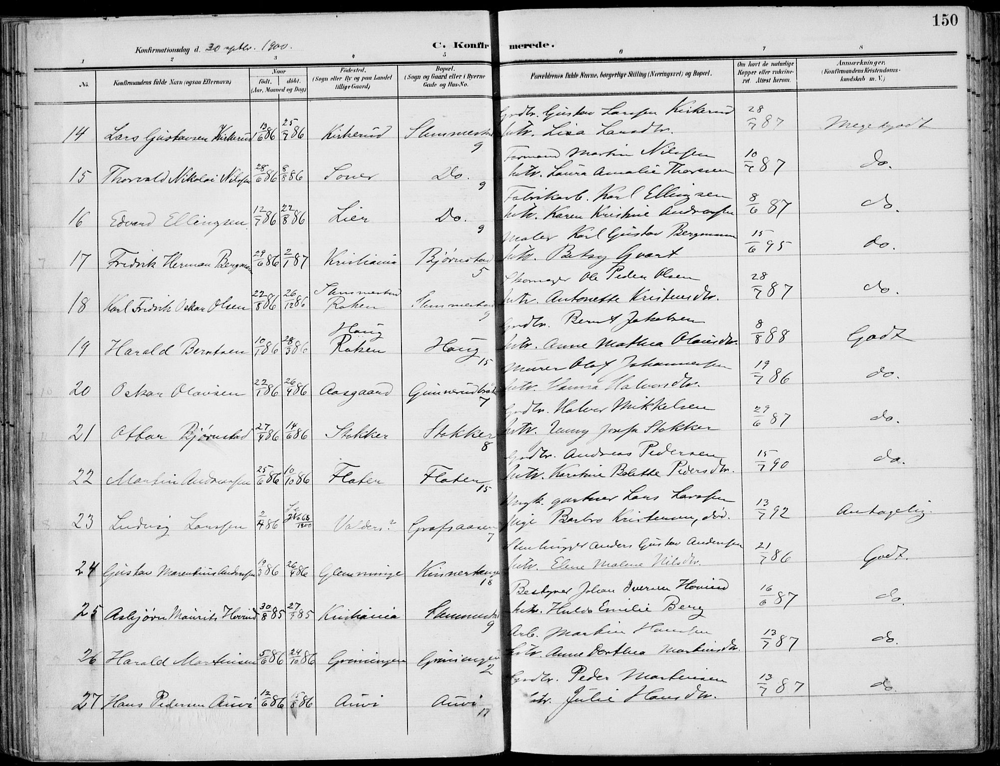 Røyken kirkebøker, AV/SAKO-A-241/F/Fa/L0009: Parish register (official) no. 9, 1898-1911, p. 150