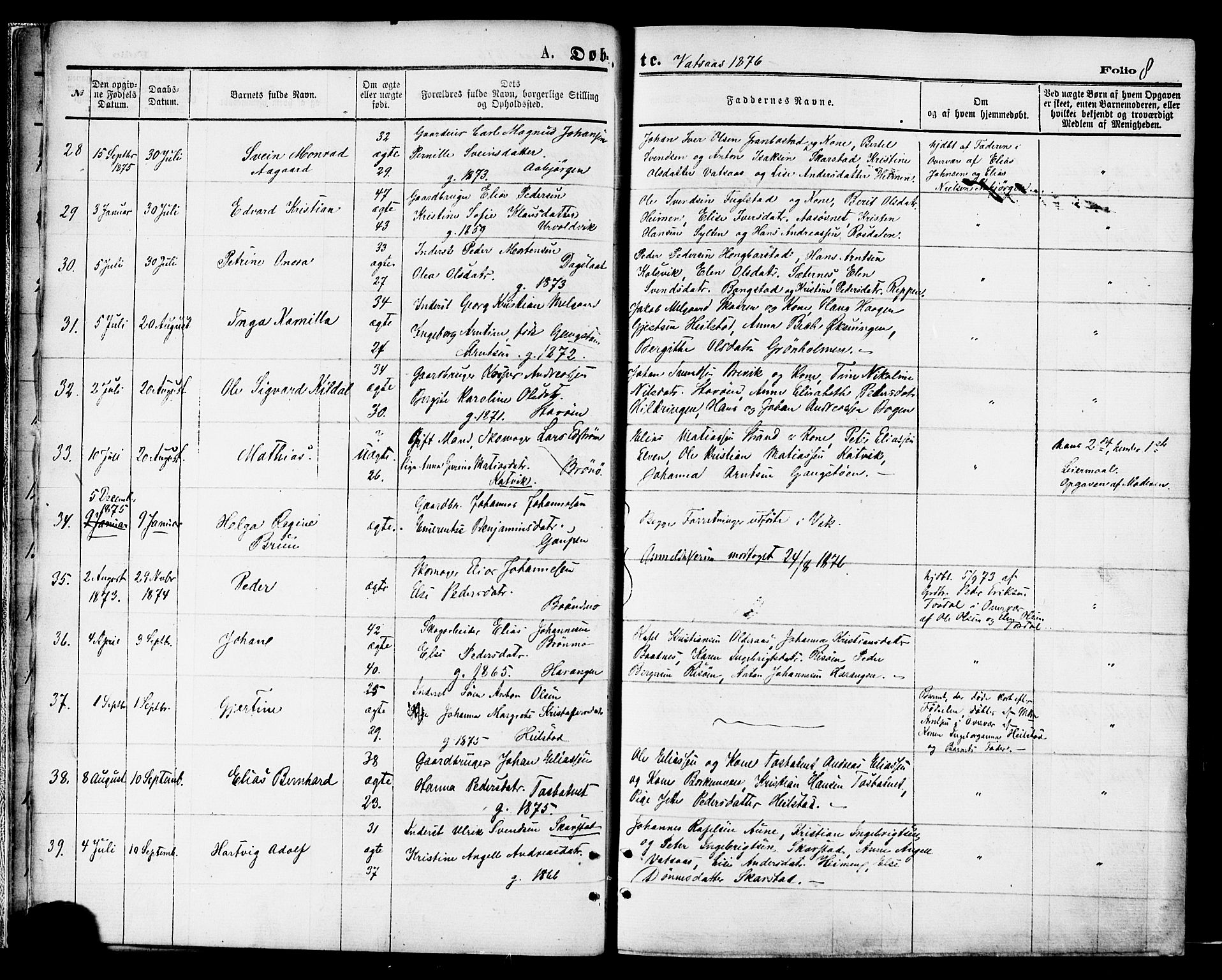 Ministerialprotokoller, klokkerbøker og fødselsregistre - Nordland, AV/SAT-A-1459/810/L0148: Parish register (official) no. 810A09 /1, 1874-1884, p. 8