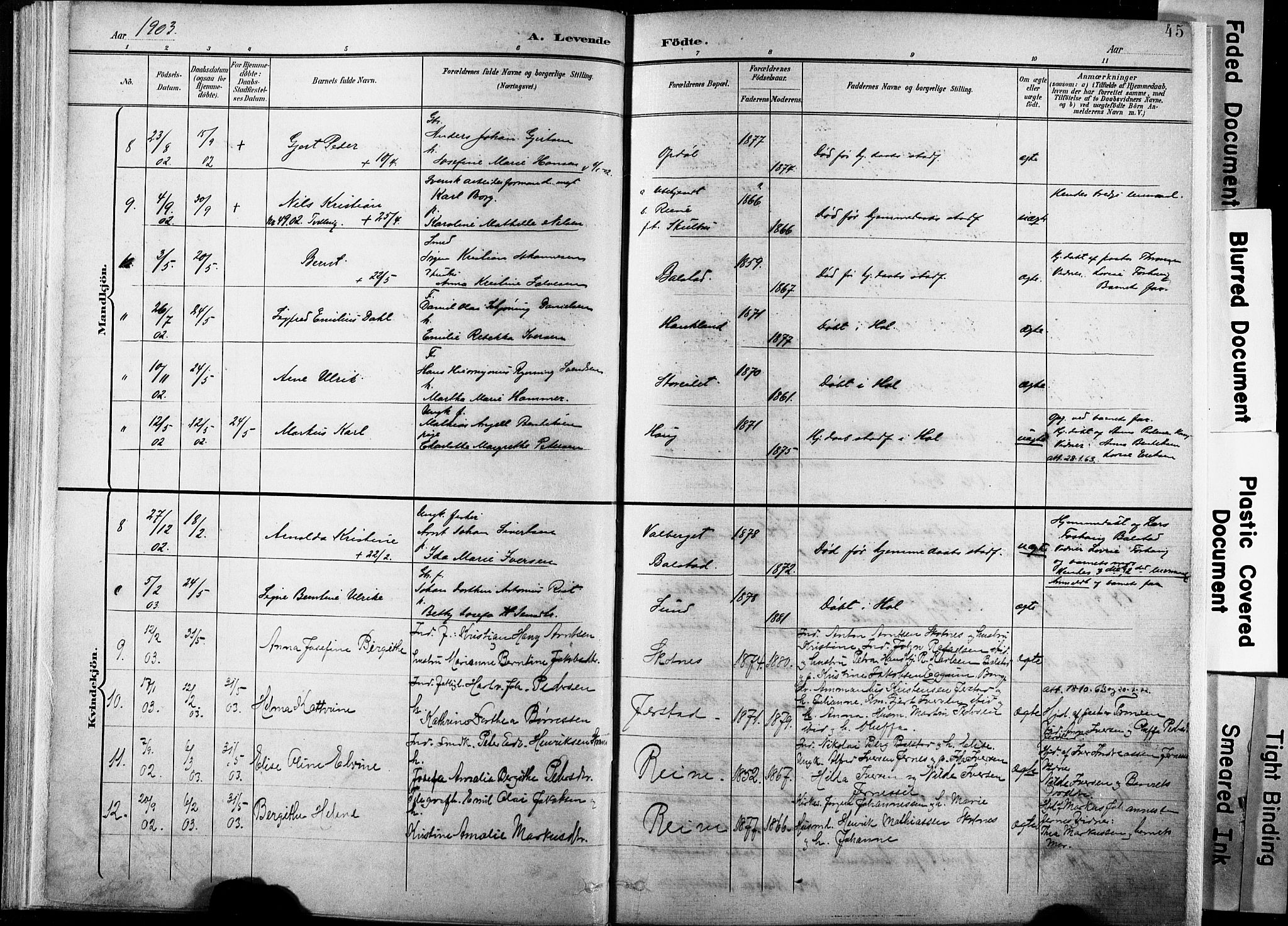 Ministerialprotokoller, klokkerbøker og fødselsregistre - Nordland, SAT/A-1459/881/L1151: Parish register (official) no. 881A04, 1899-1907, p. 45