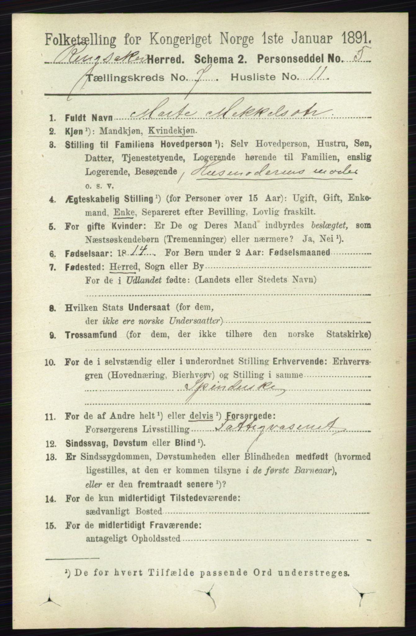 RA, 1891 census for 0412 Ringsaker, 1891, p. 3947