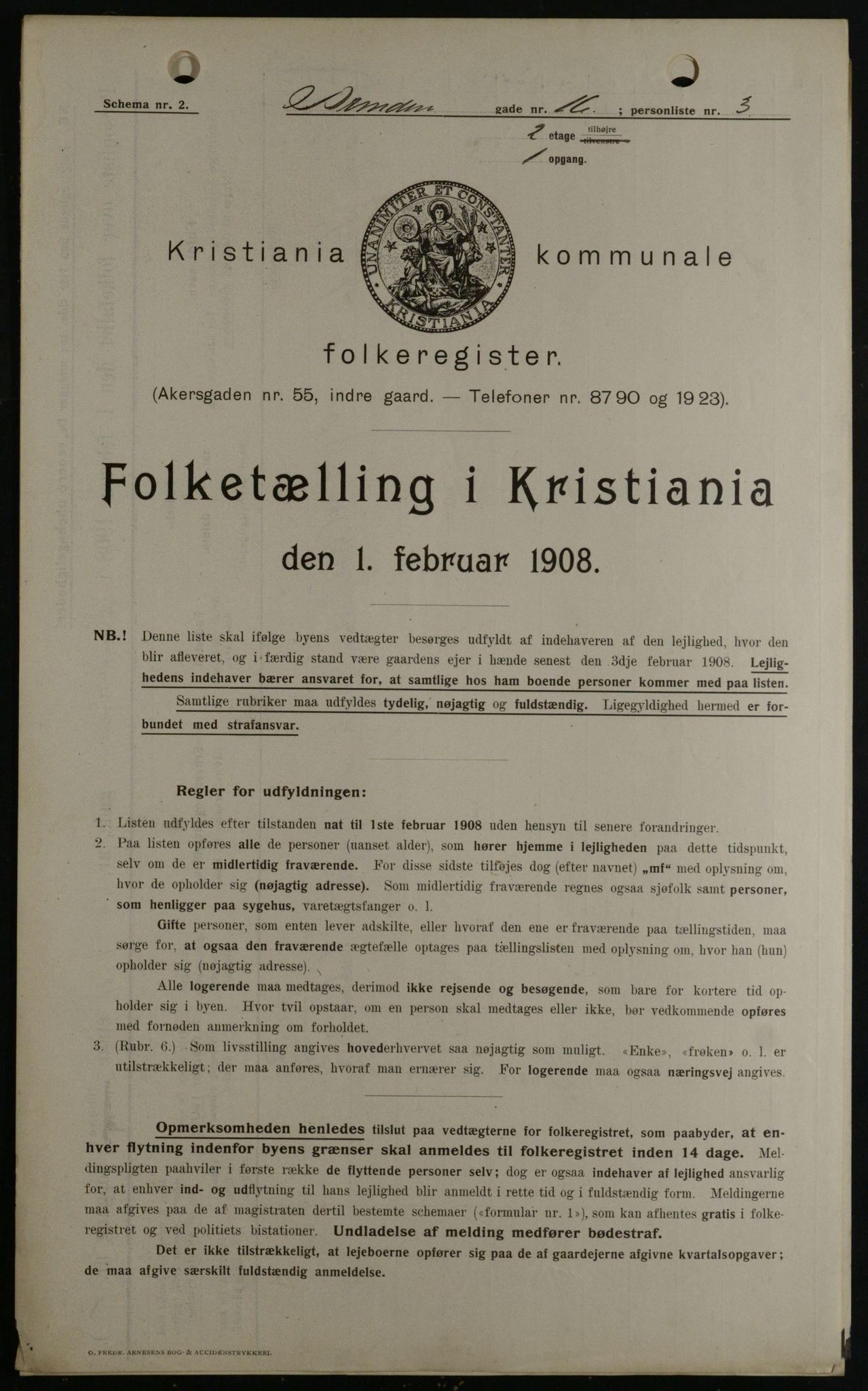 OBA, Municipal Census 1908 for Kristiania, 1908, p. 8344