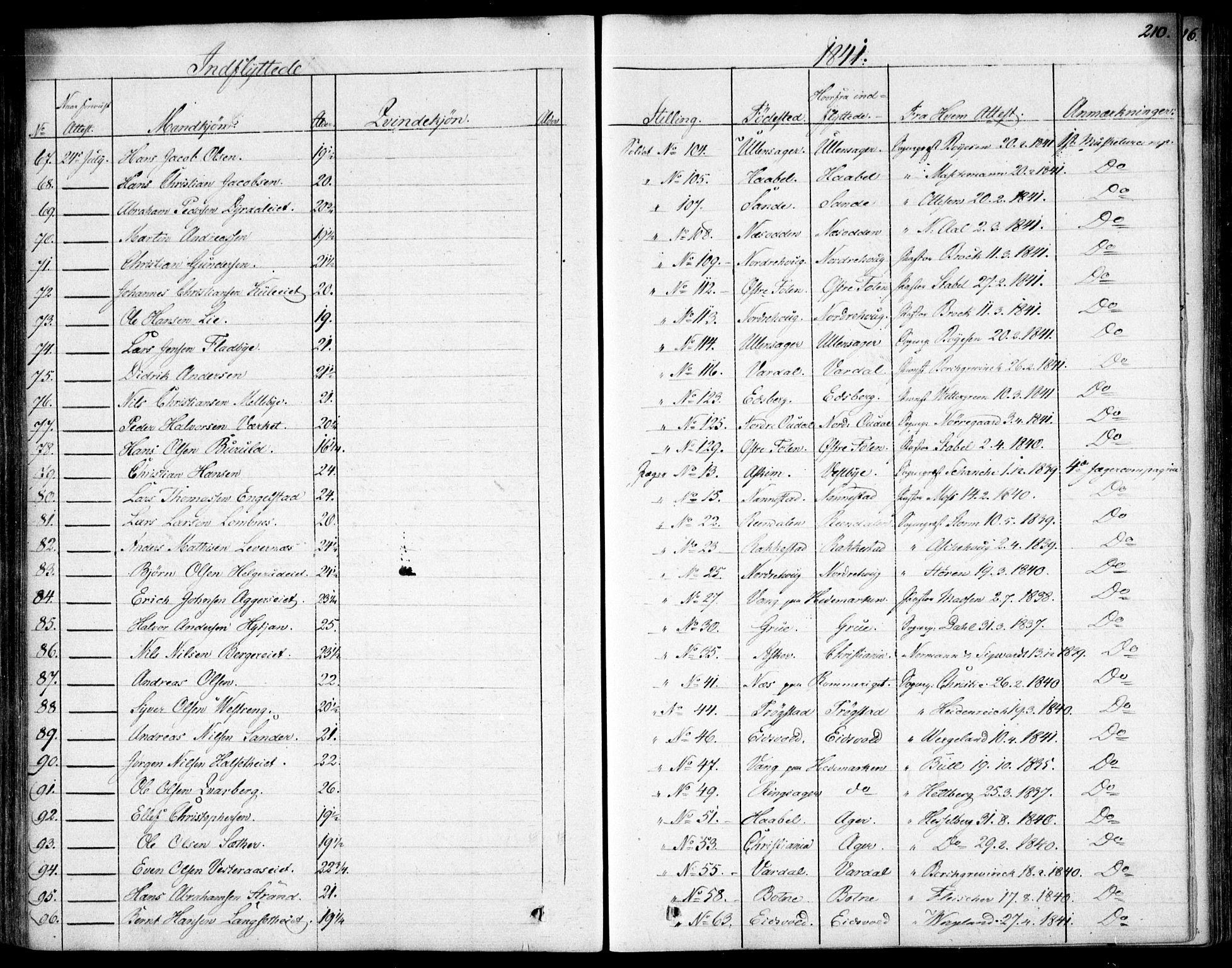 Garnisonsmenigheten Kirkebøker, AV/SAO-A-10846/F/Fa/L0007: Parish register (official) no. 7, 1828-1881, p. 210