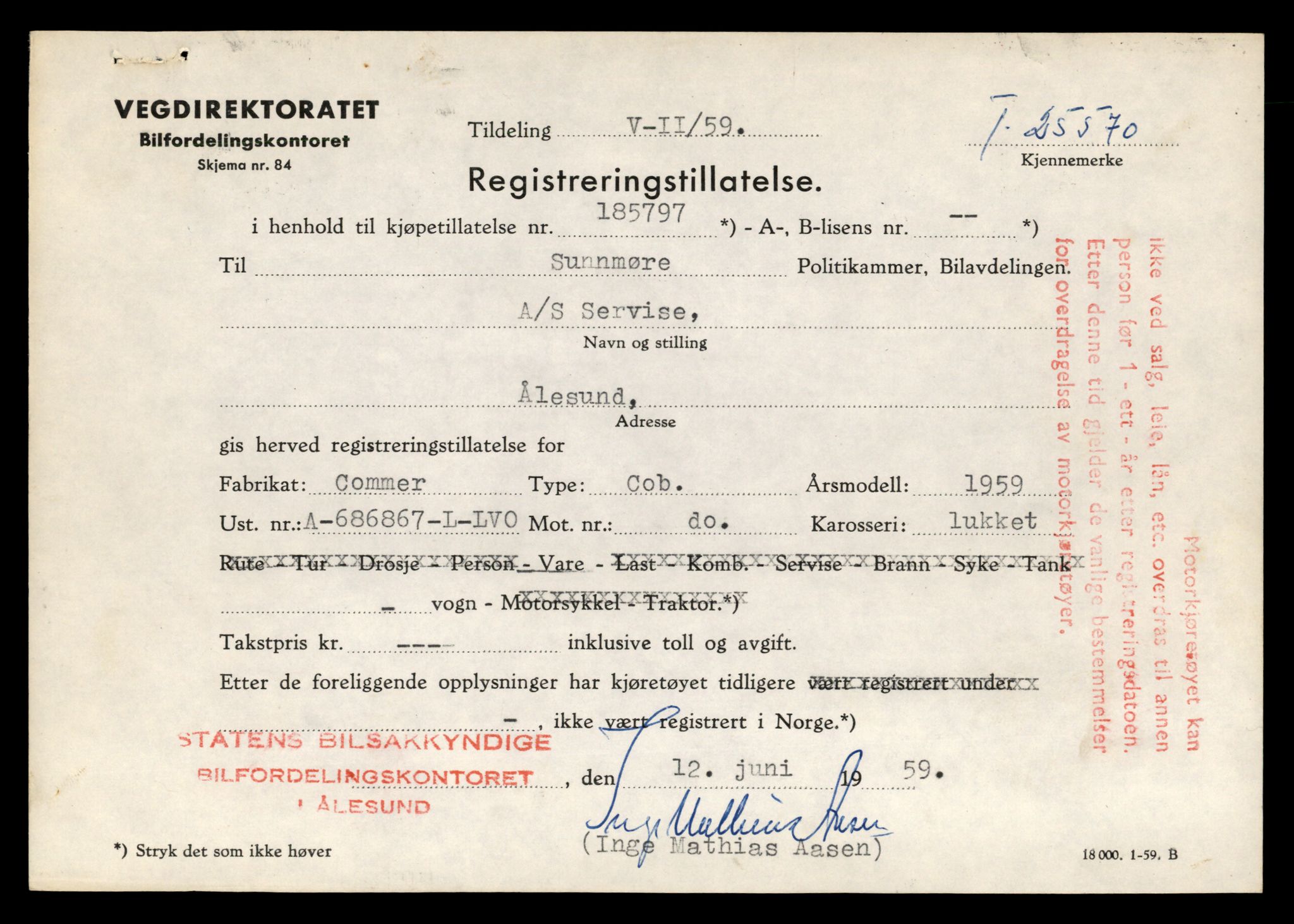 Møre og Romsdal vegkontor - Ålesund trafikkstasjon, AV/SAT-A-4099/F/Fe/L0070: Registreringskort for kjøretøy T 25570 - T 25799, 1927-1998, p. 15