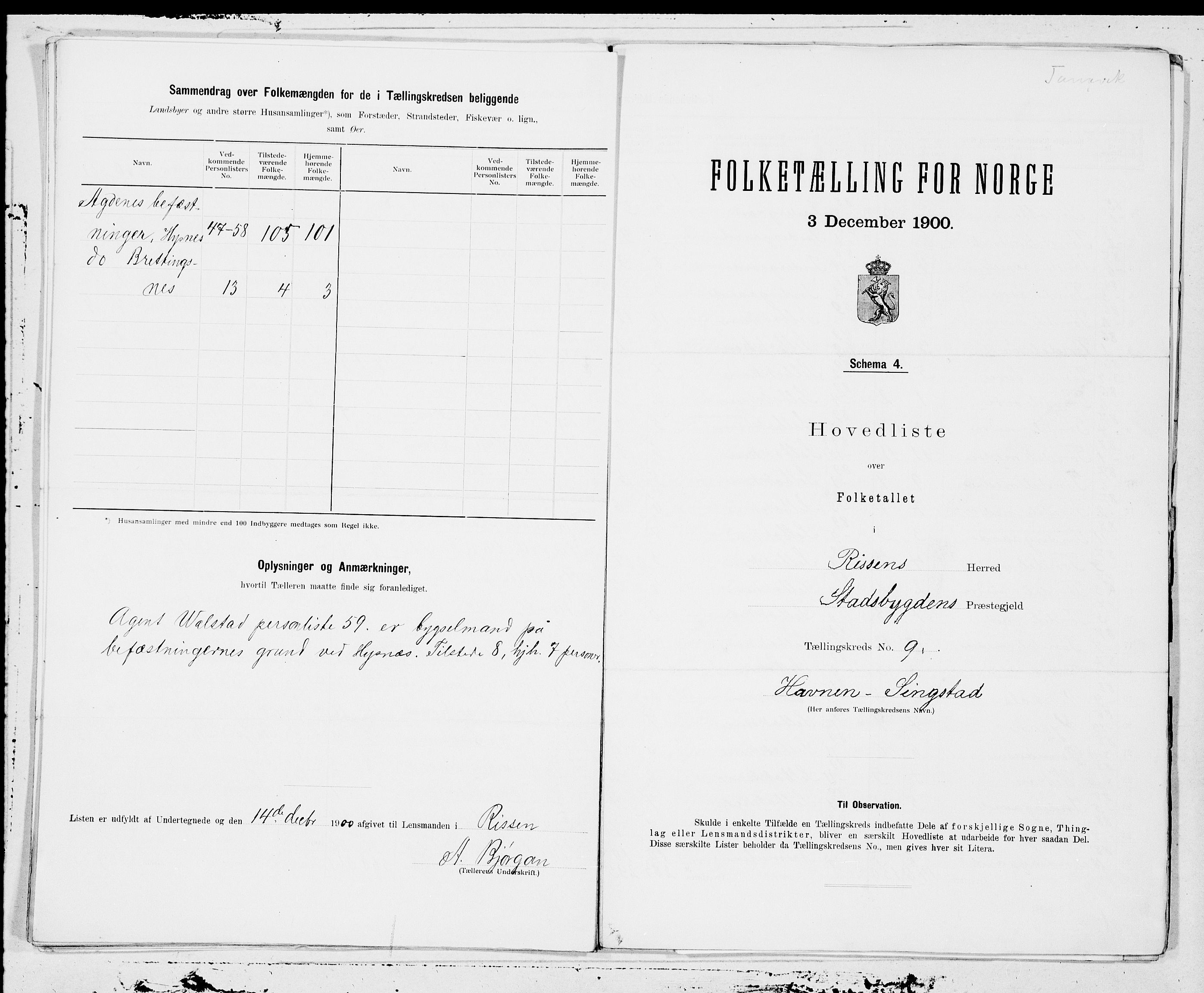 SAT, 1900 census for Rissa, 1900, p. 18