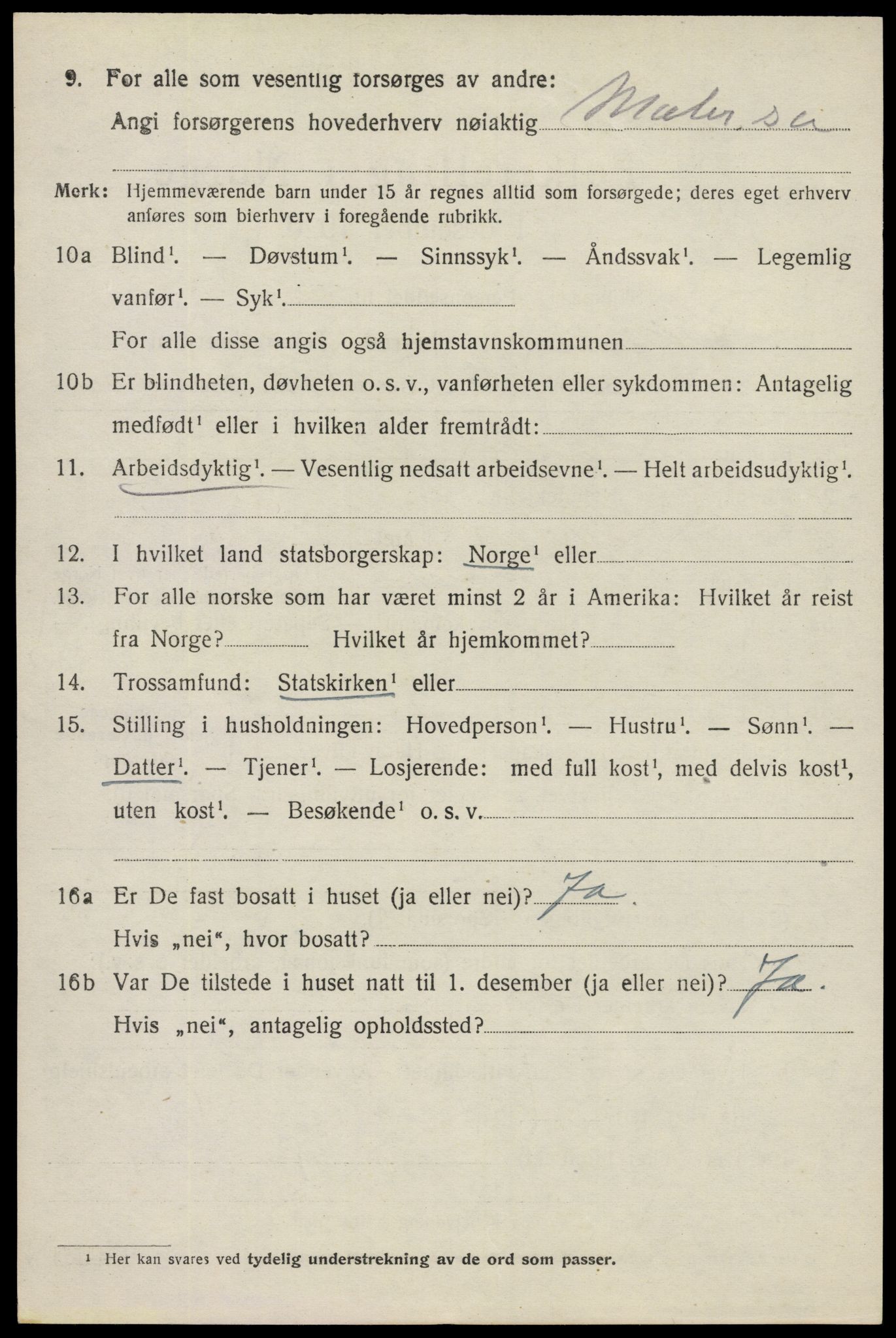 SAO, 1920 census for Askim, 1920, p. 4942