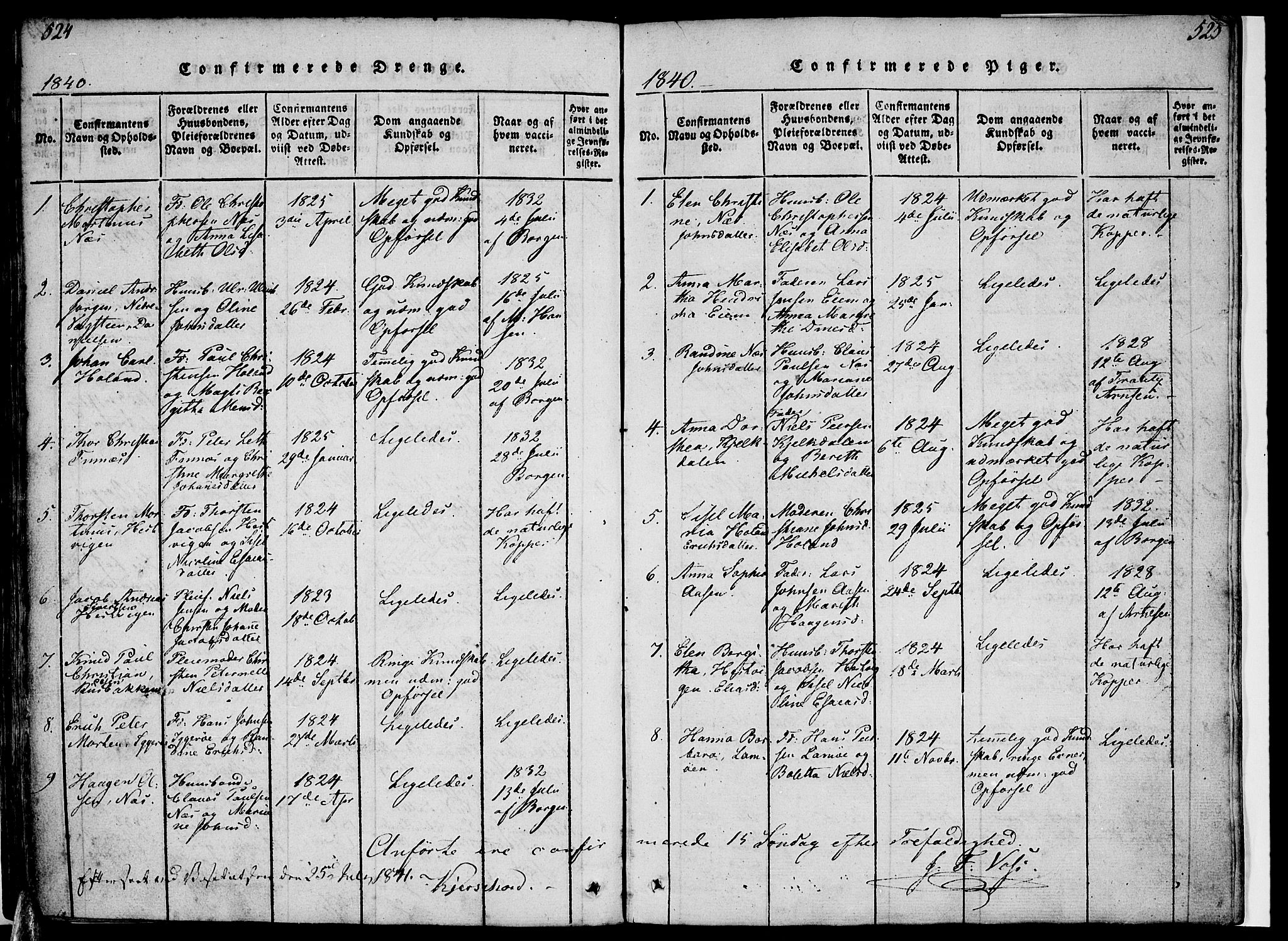 Ministerialprotokoller, klokkerbøker og fødselsregistre - Nordland, AV/SAT-A-1459/816/L0239: Parish register (official) no. 816A05, 1820-1845, p. 524-525