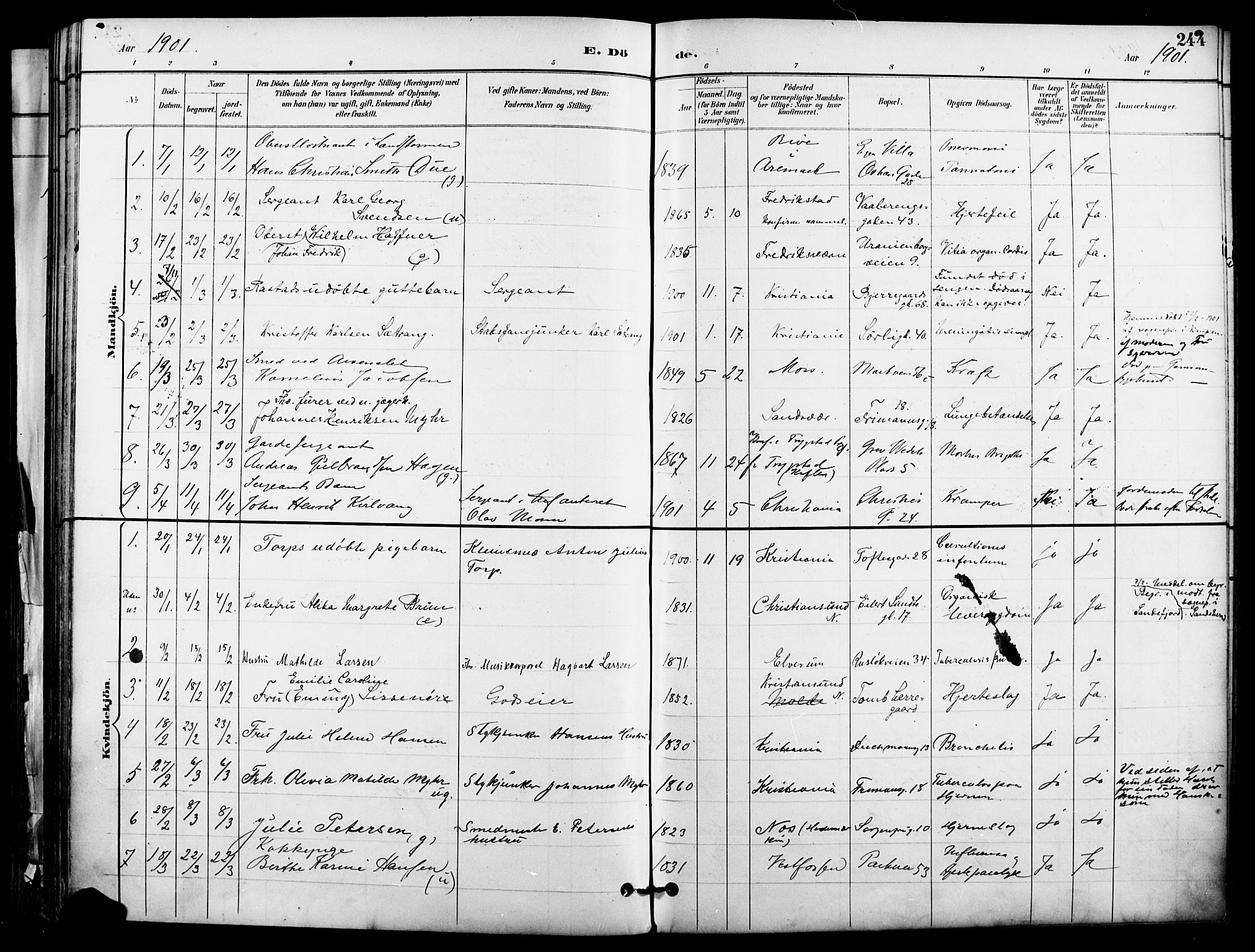 Garnisonsmenigheten Kirkebøker, AV/SAO-A-10846/F/Fa/L0013: Parish register (official) no. 13, 1894-1904, p. 244