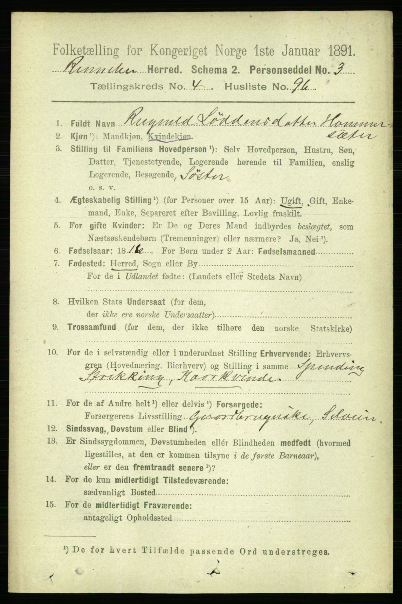 RA, 1891 census for 1635 Rennebu, 1891, p. 2555