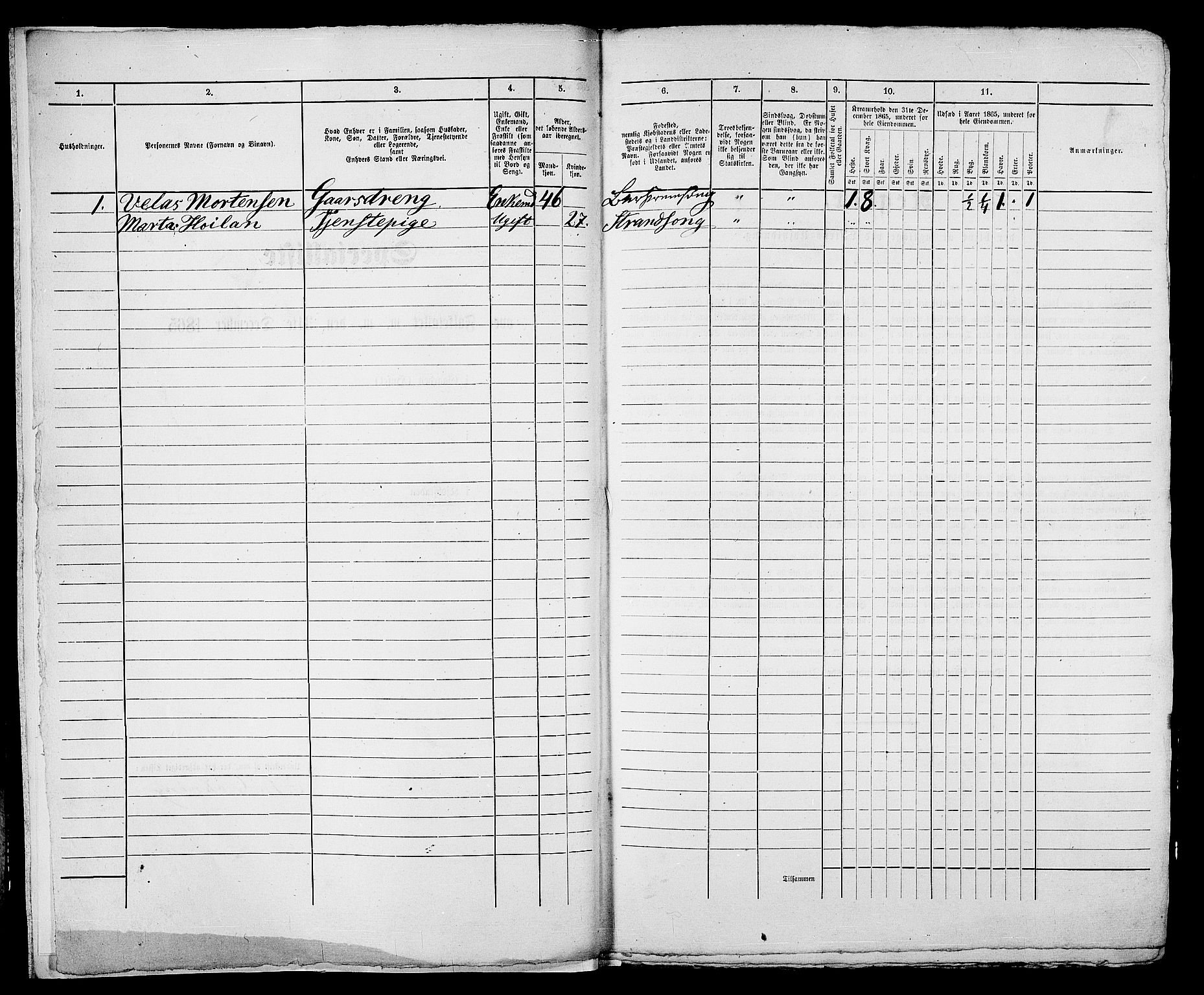 RA, 1865 census for Stavanger, 1865, p. 1030