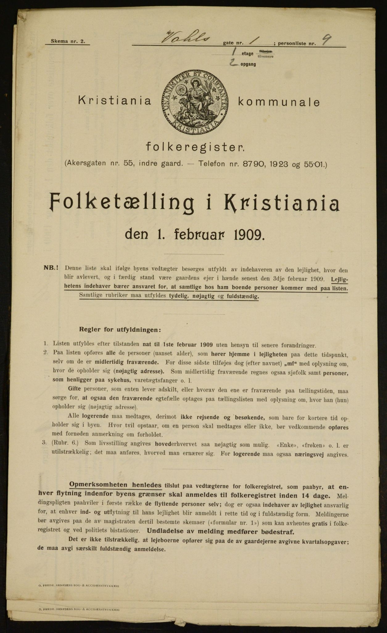 OBA, Municipal Census 1909 for Kristiania, 1909, p. 110152