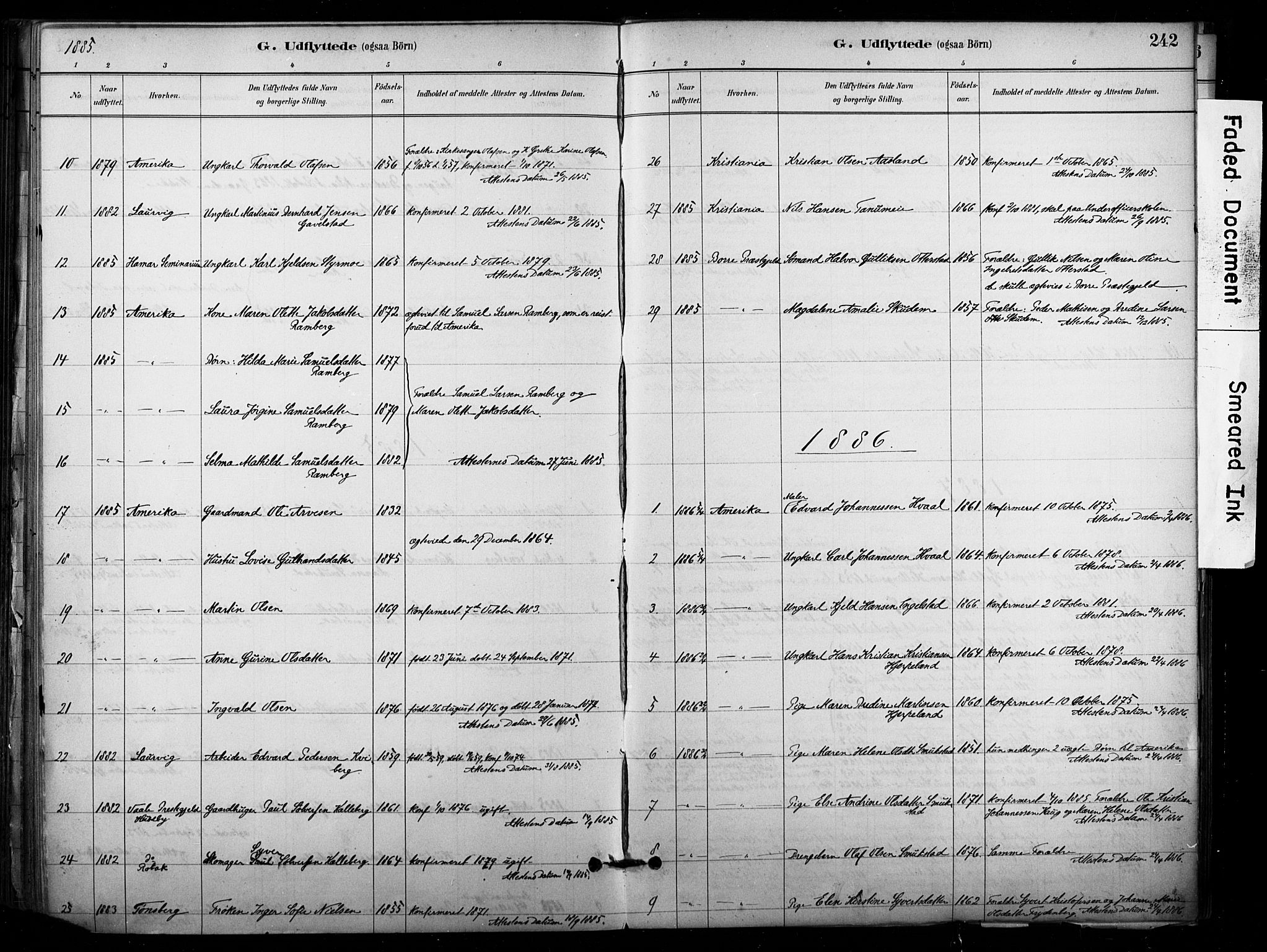 Lardal kirkebøker, AV/SAKO-A-350/F/Fb/L0001: Parish register (official) no. II 1, 1881-1911, p. 242