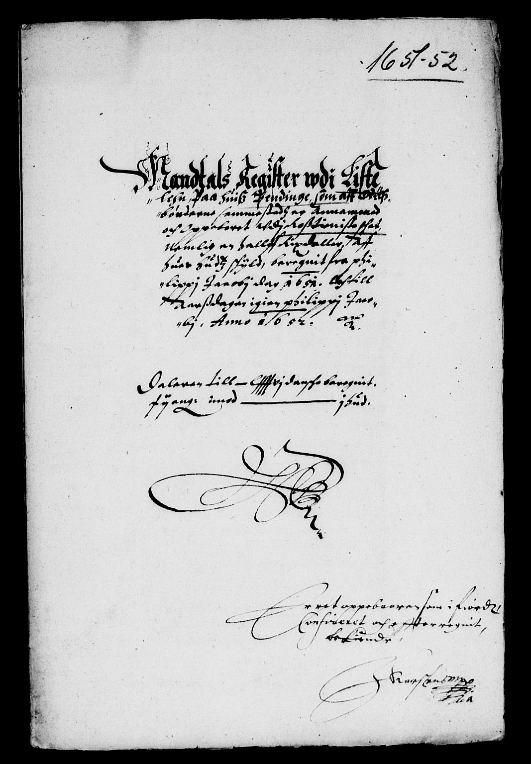 Rentekammeret inntil 1814, Reviderte regnskaper, Lensregnskaper, AV/RA-EA-5023/R/Rb/Rbr/L0019: Lista len, 1650-1653