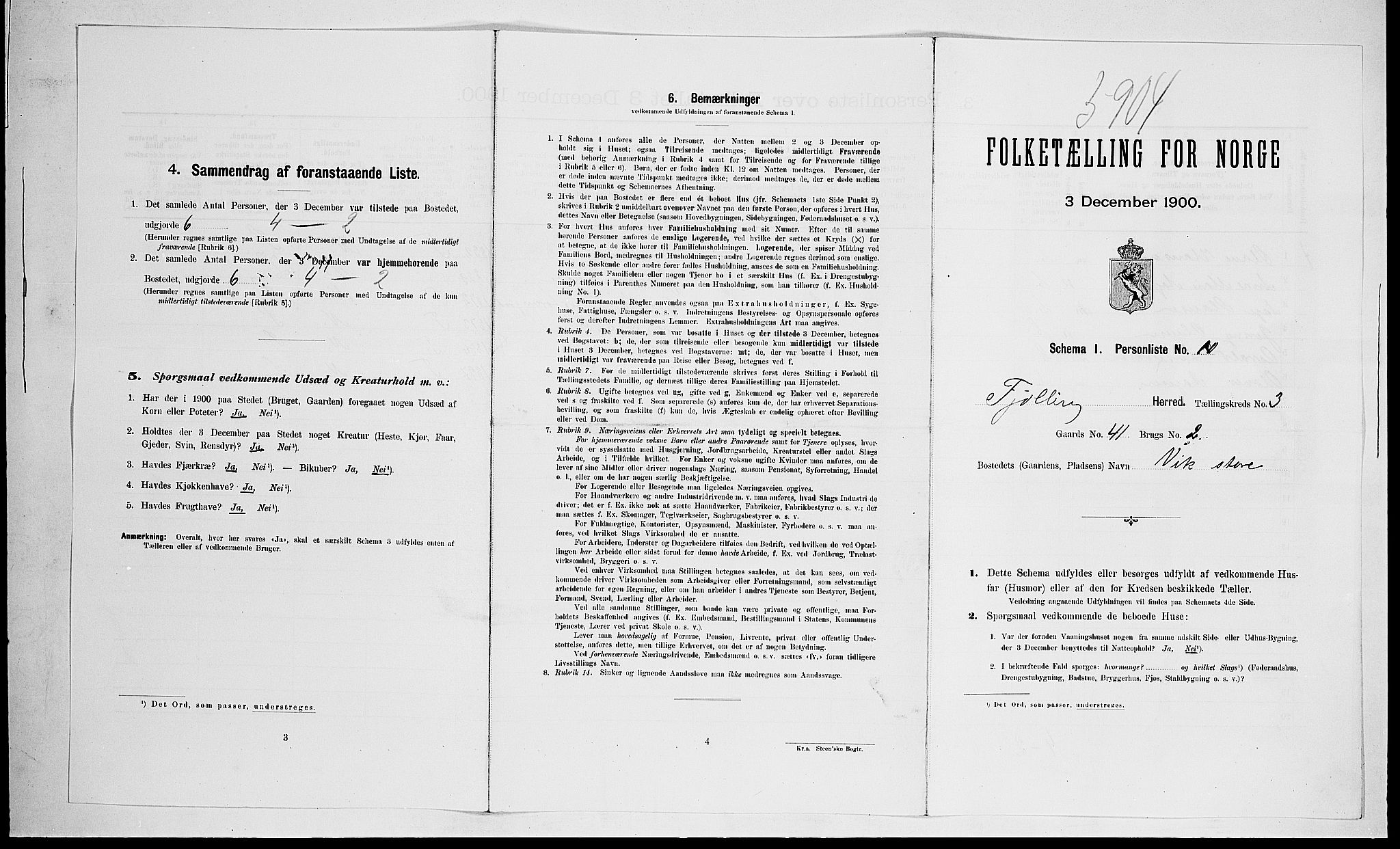 RA, 1900 census for Tjølling, 1900, p. 572