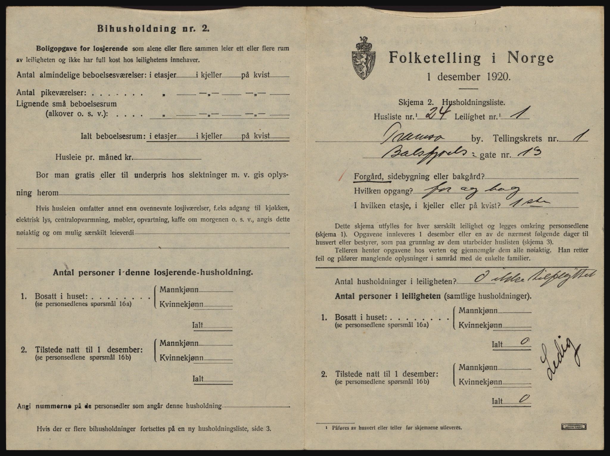 SATØ, 1920 census for Tromsø, 1920, p. 2479