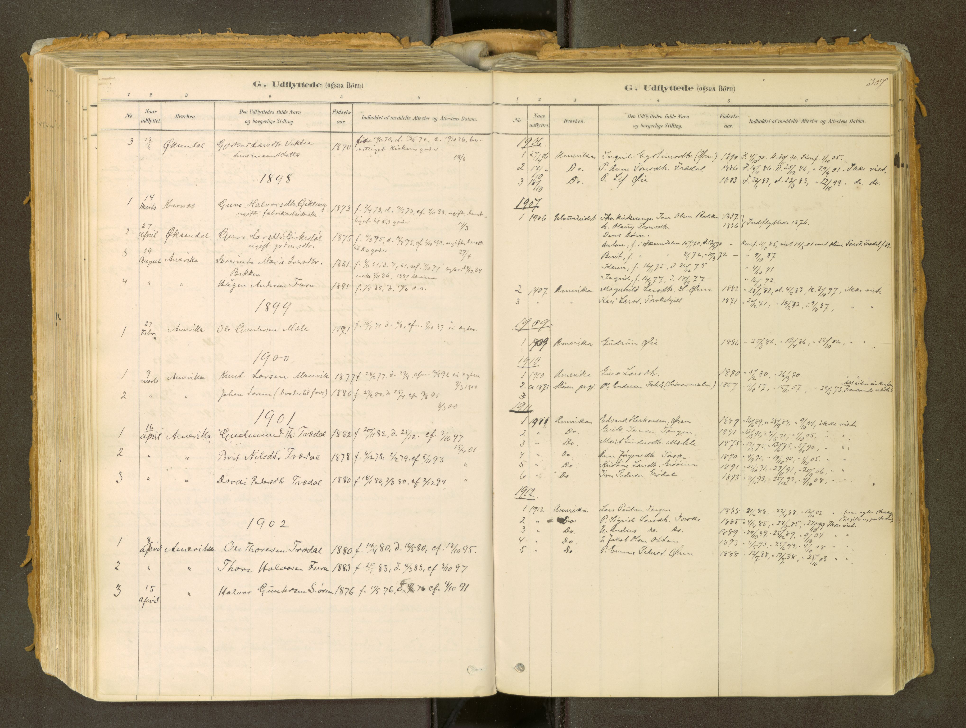 Sunndal sokneprestkontor, SAT/A-1085/1/I/I1/I1a: Parish register (official) no. 2, 1877-1914, p. 307