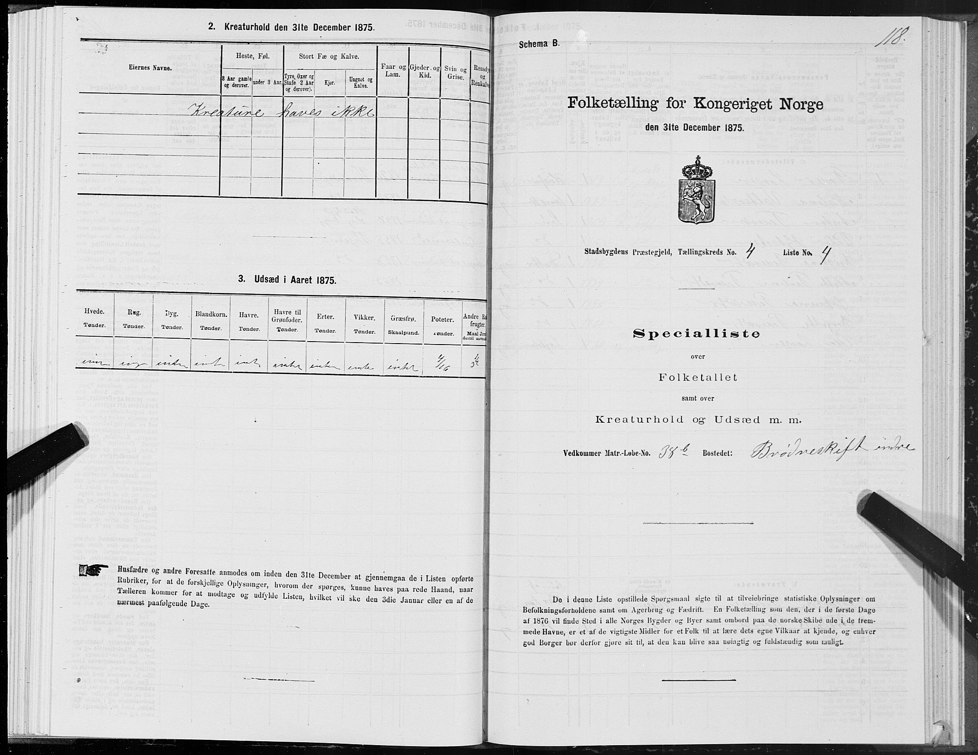 SAT, 1875 census for 1625P Stadsbygd, 1875, p. 2118