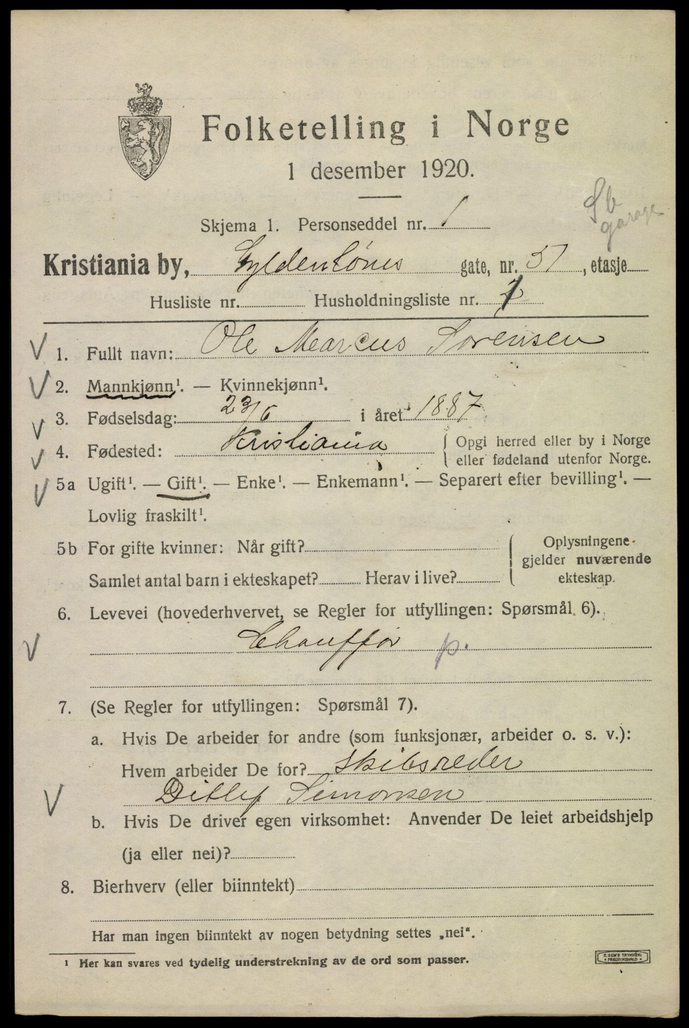 SAO, 1920 census for Kristiania, 1920, p. 262471