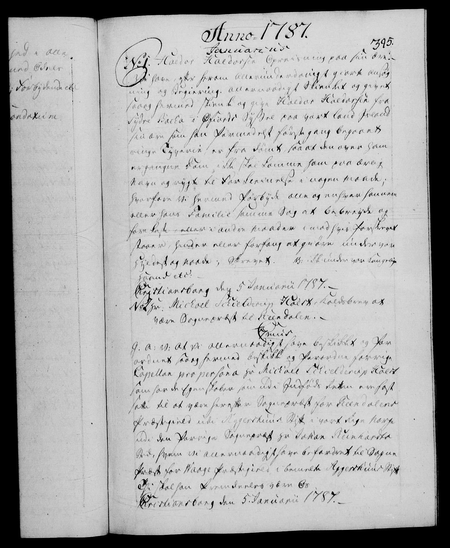 Danske Kanselli 1572-1799, AV/RA-EA-3023/F/Fc/Fca/Fcaa/L0051: Norske registre, 1786-1787, p. 395a