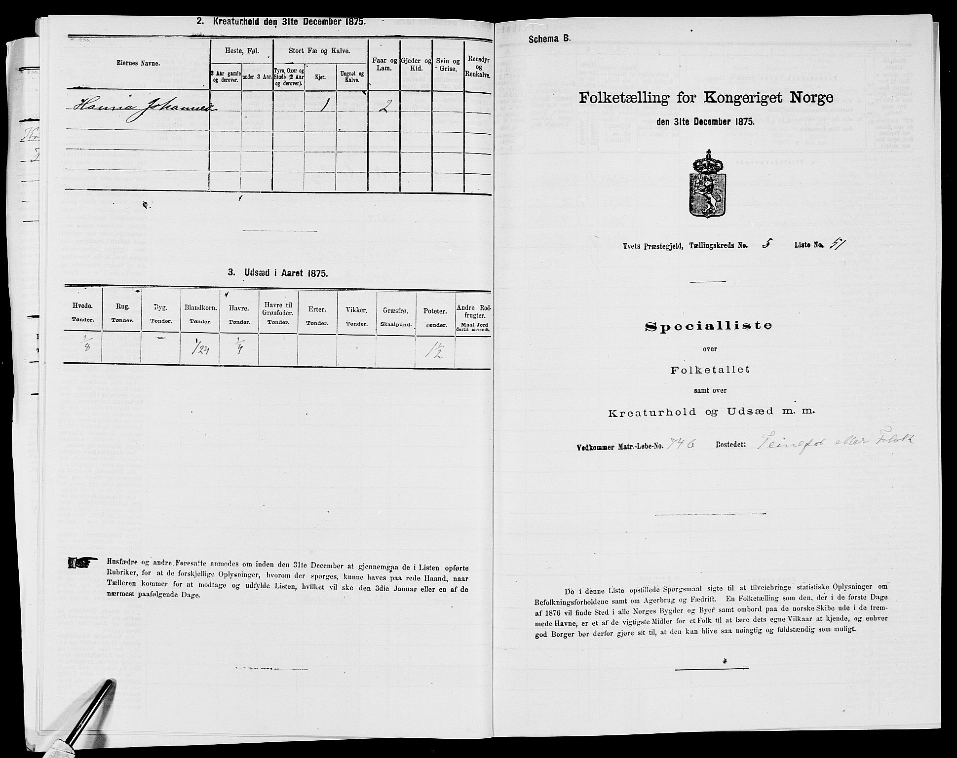 SAK, 1875 census for 1013P Tveit, 1875, p. 761