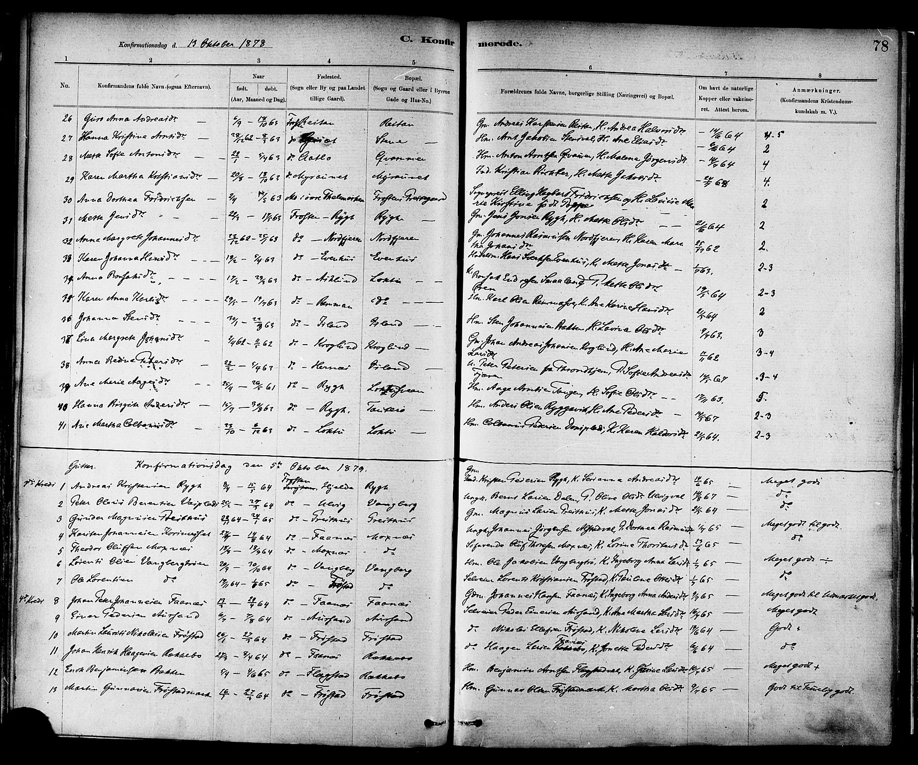 Ministerialprotokoller, klokkerbøker og fødselsregistre - Nord-Trøndelag, SAT/A-1458/713/L0120: Parish register (official) no. 713A09, 1878-1887, p. 78
