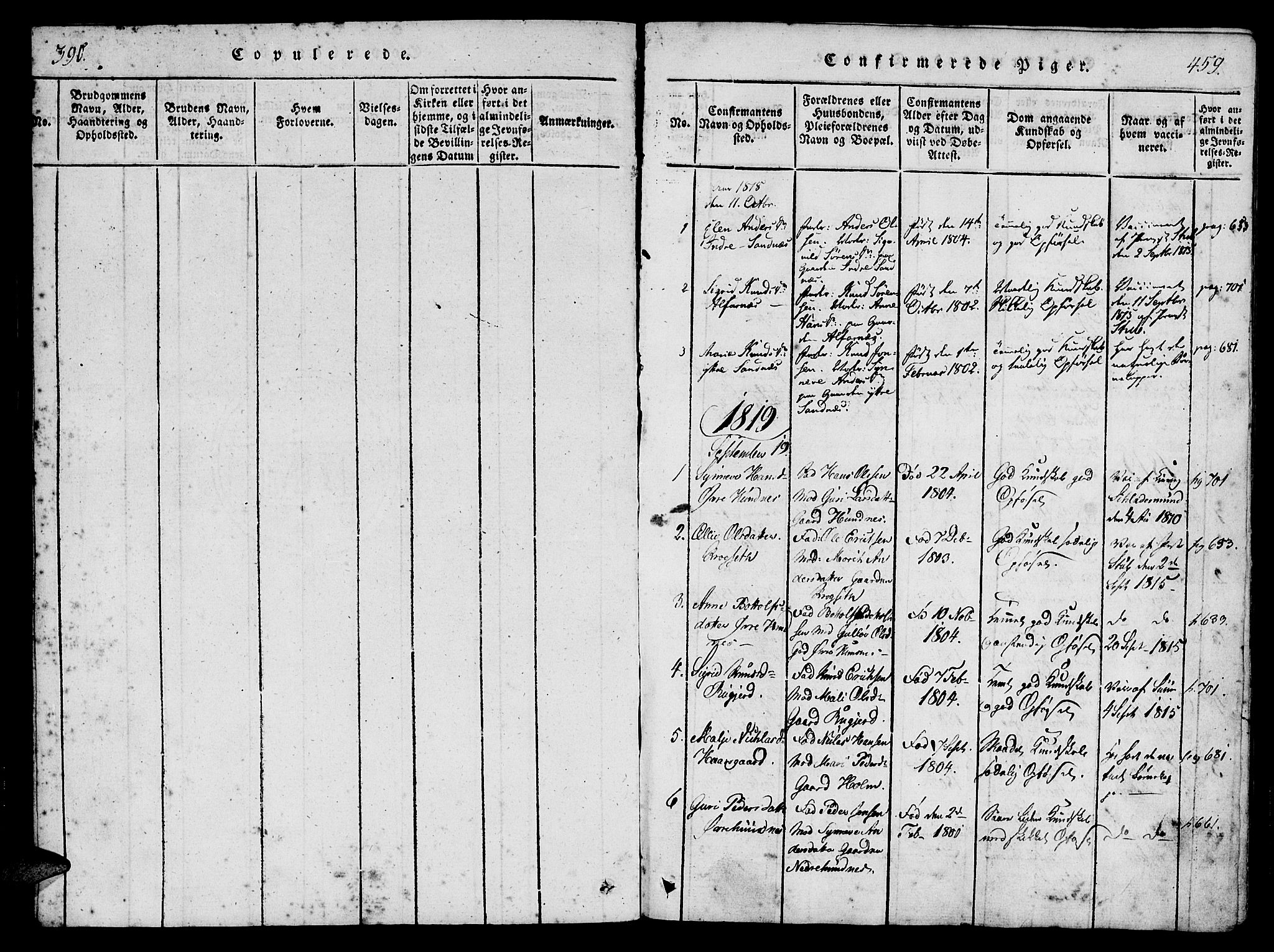 Ministerialprotokoller, klokkerbøker og fødselsregistre - Møre og Romsdal, AV/SAT-A-1454/548/L0612: Parish register (official) no. 548A01, 1818-1846, p. 459