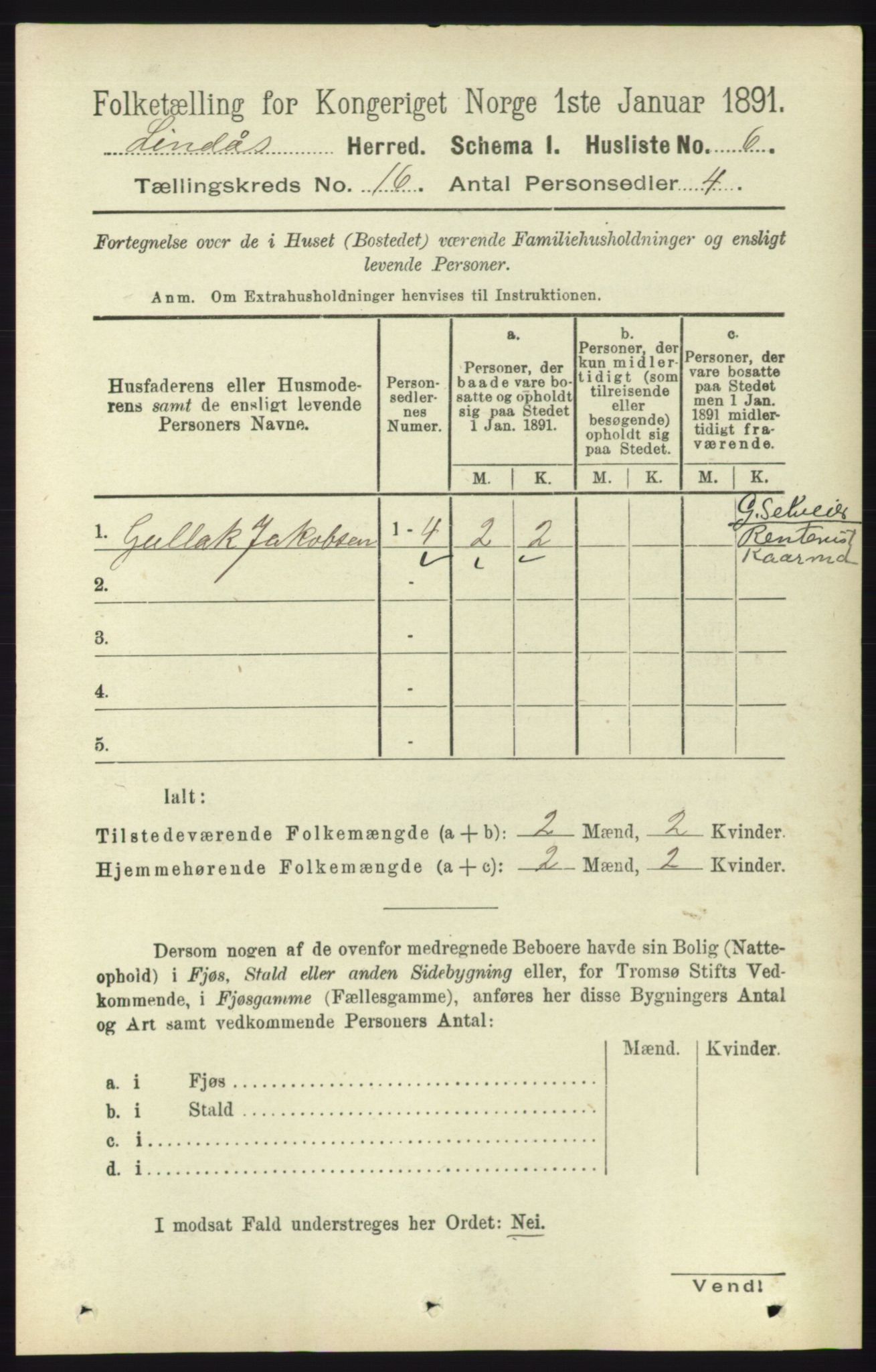 RA, 1891 census for 1263 Lindås, 1891, p. 5646