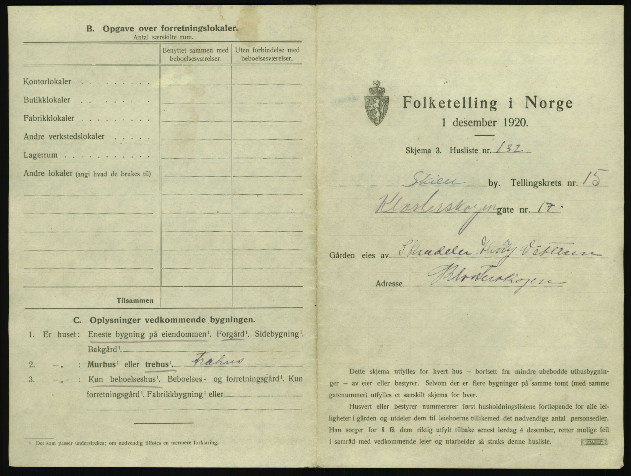 SAKO, 1920 census for Skien, 1920, p. 4527