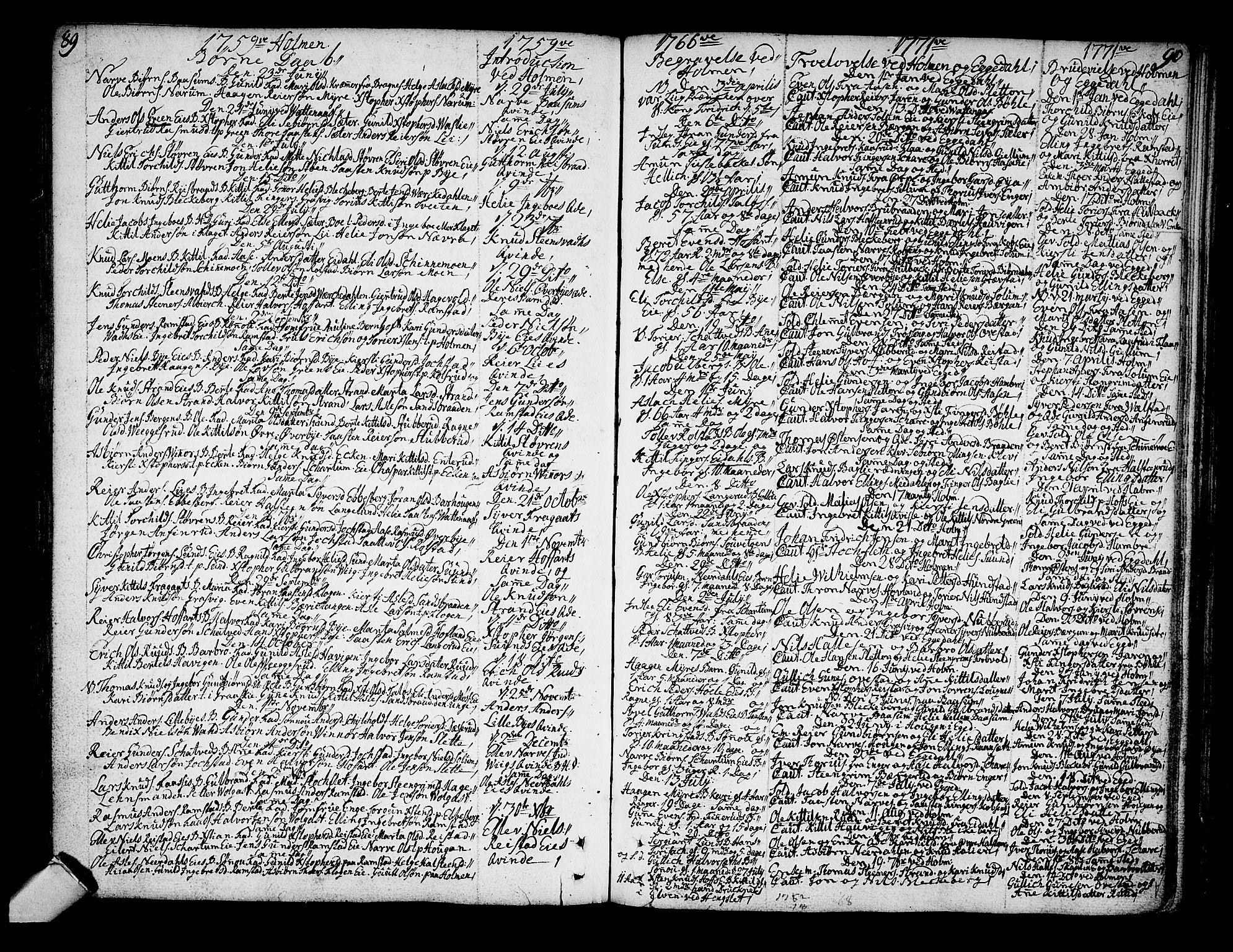 Sigdal kirkebøker, SAKO/A-245/F/Fa/L0001: Parish register (official) no. I 1, 1722-1777, p. 89-90