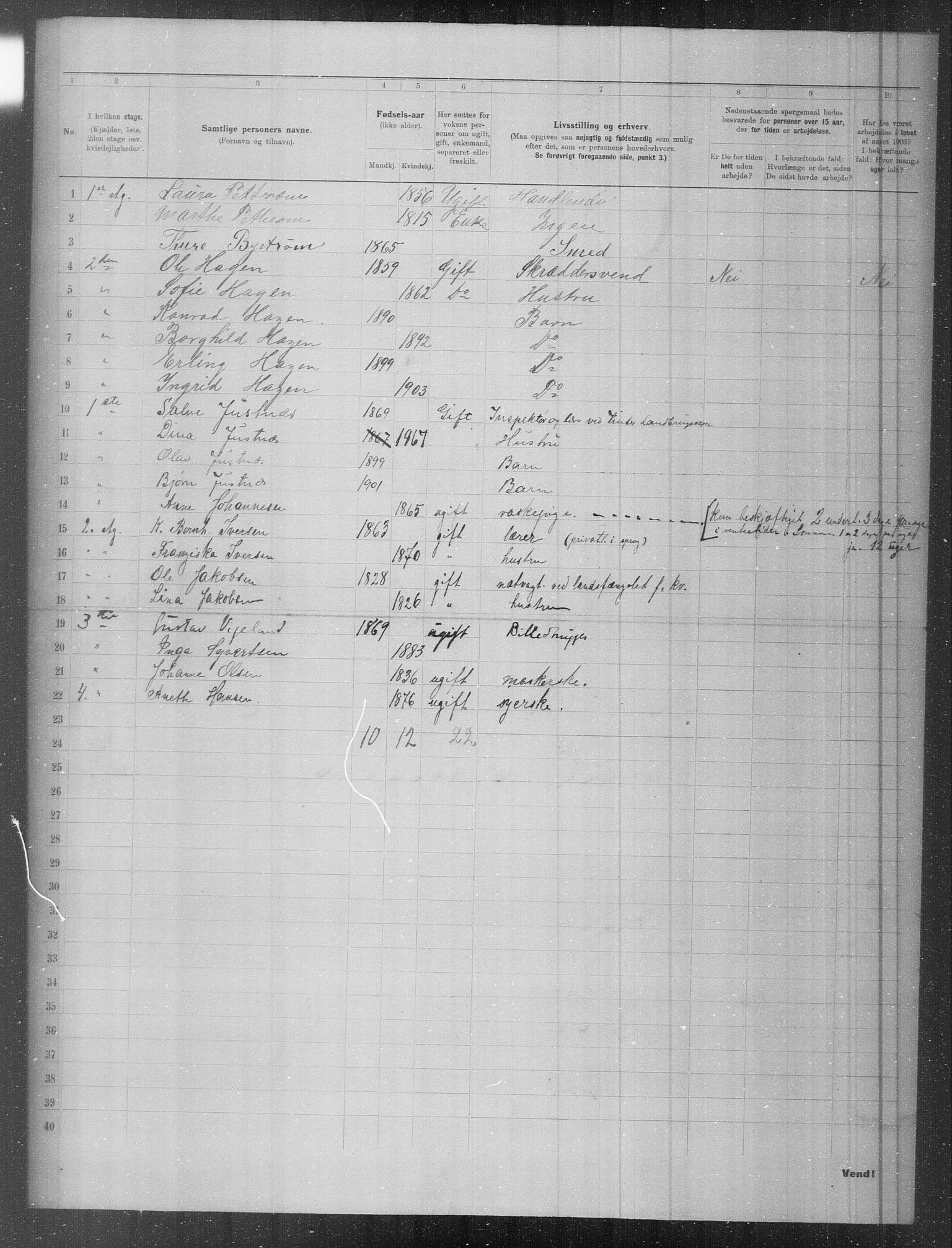 OBA, Municipal Census 1903 for Kristiania, 1903, p. 5240