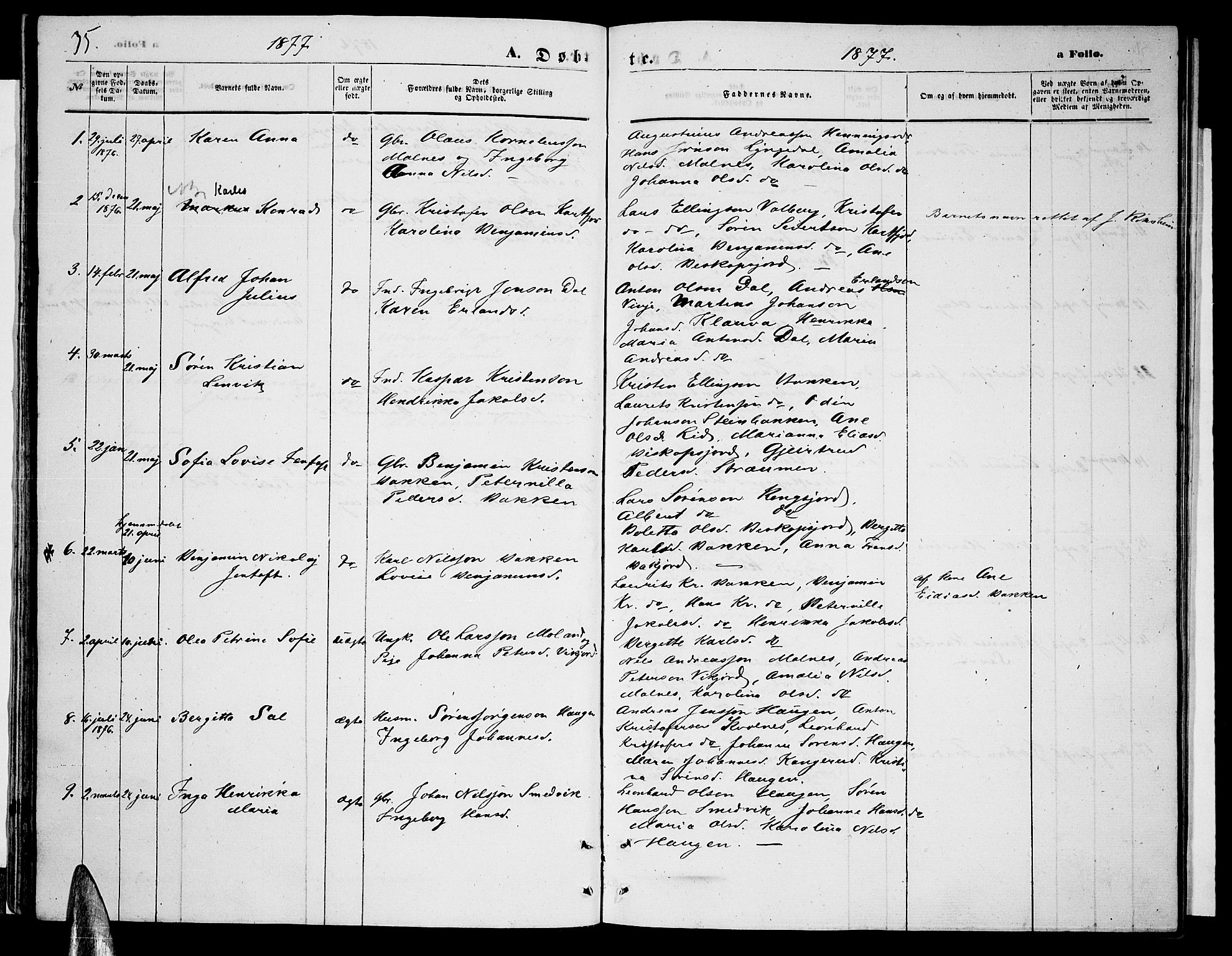 Ministerialprotokoller, klokkerbøker og fødselsregistre - Nordland, AV/SAT-A-1459/884/L1196: Parish register (copy) no. 884C02, 1860-1887, p. 35