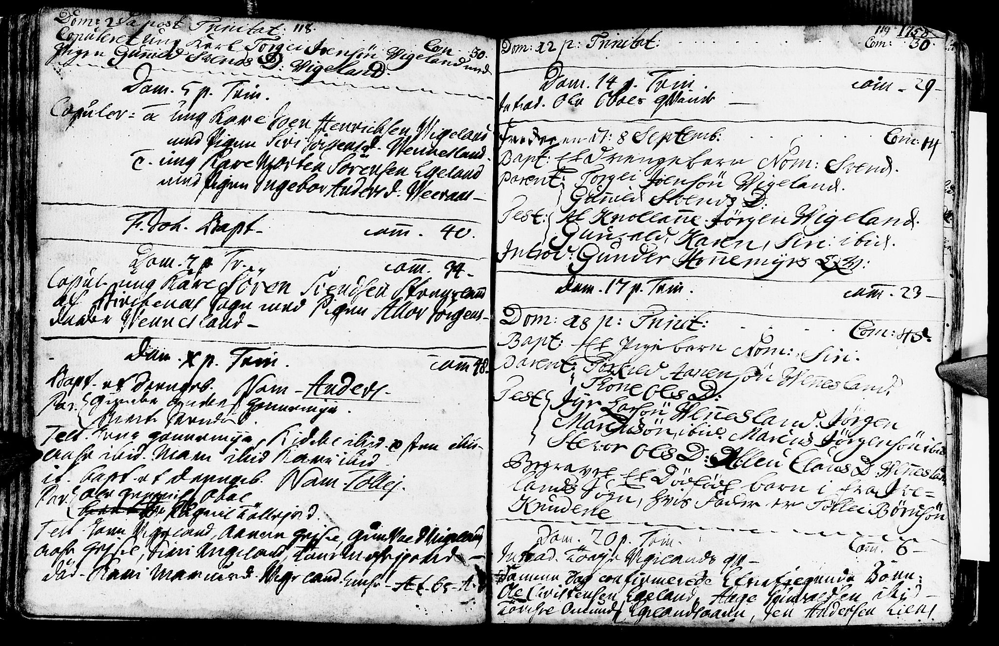 Vennesla sokneprestkontor, SAK/1111-0045/Fa/Fab/L0001: Parish register (official) no. A 1, 1741-1794, p. 118-119