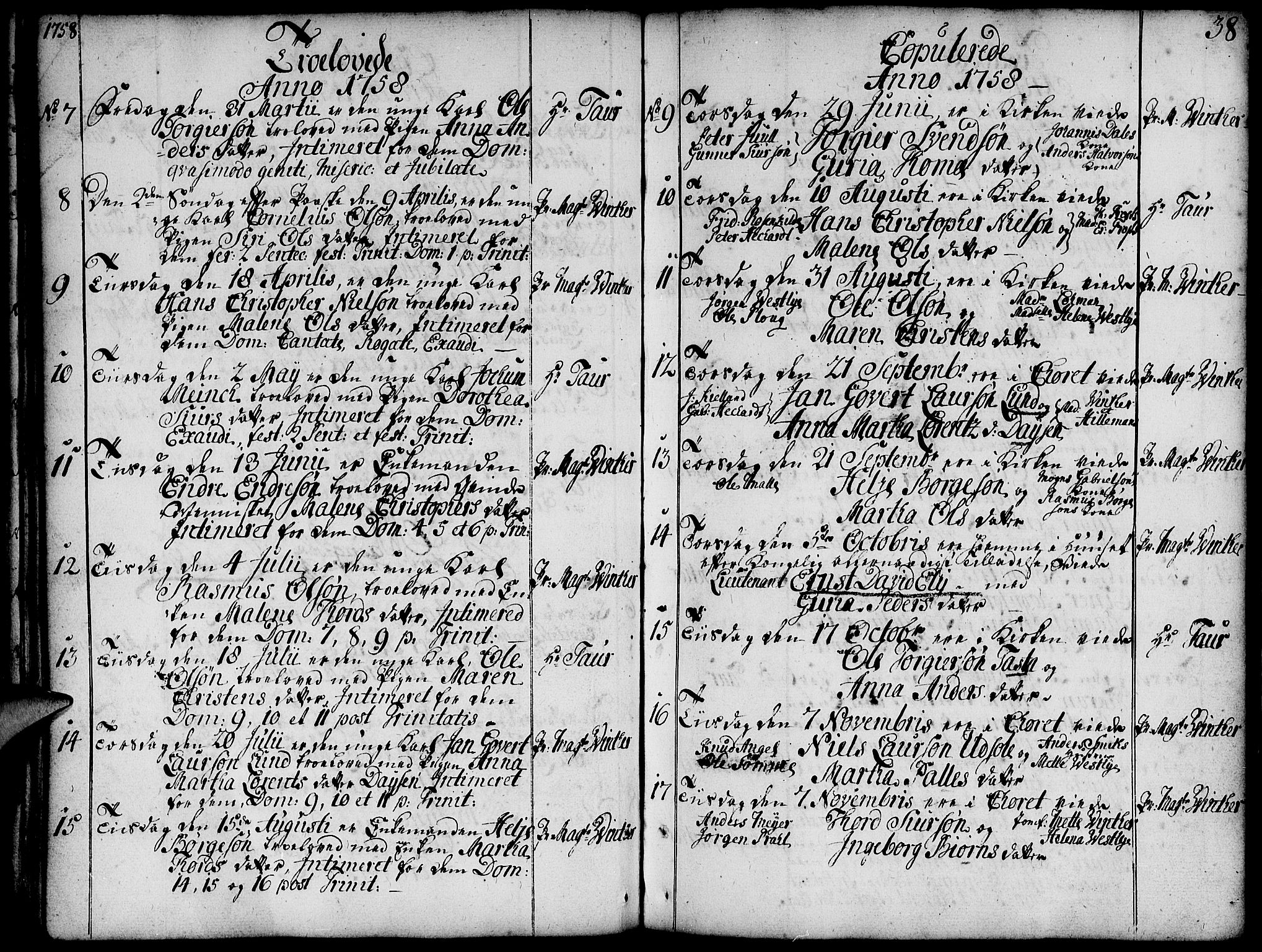 Domkirken sokneprestkontor, SAST/A-101812/001/30/30BA/L0004: Parish register (official) no. A 4, 1744-1782, p. 38