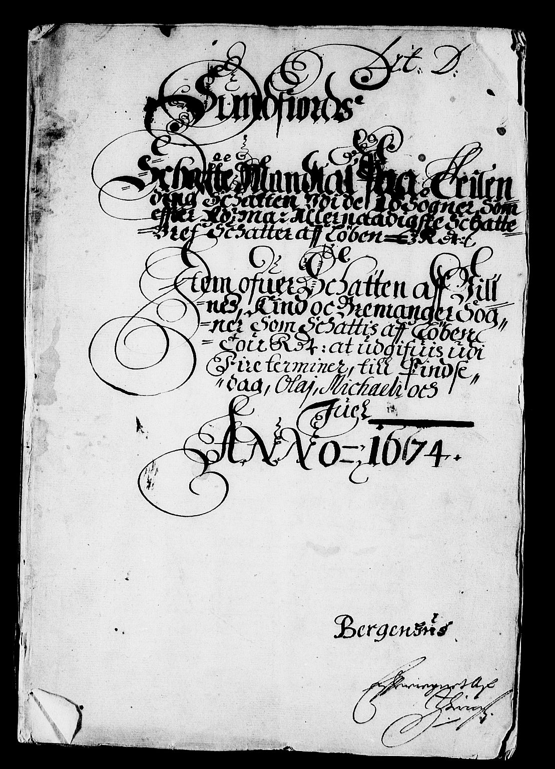 Rentekammeret inntil 1814, Reviderte regnskaper, Stiftamtstueregnskaper, Bergen stiftamt, AV/RA-EA-6043/R/Rc/L0038: Bergen stiftamt, 1673-1674