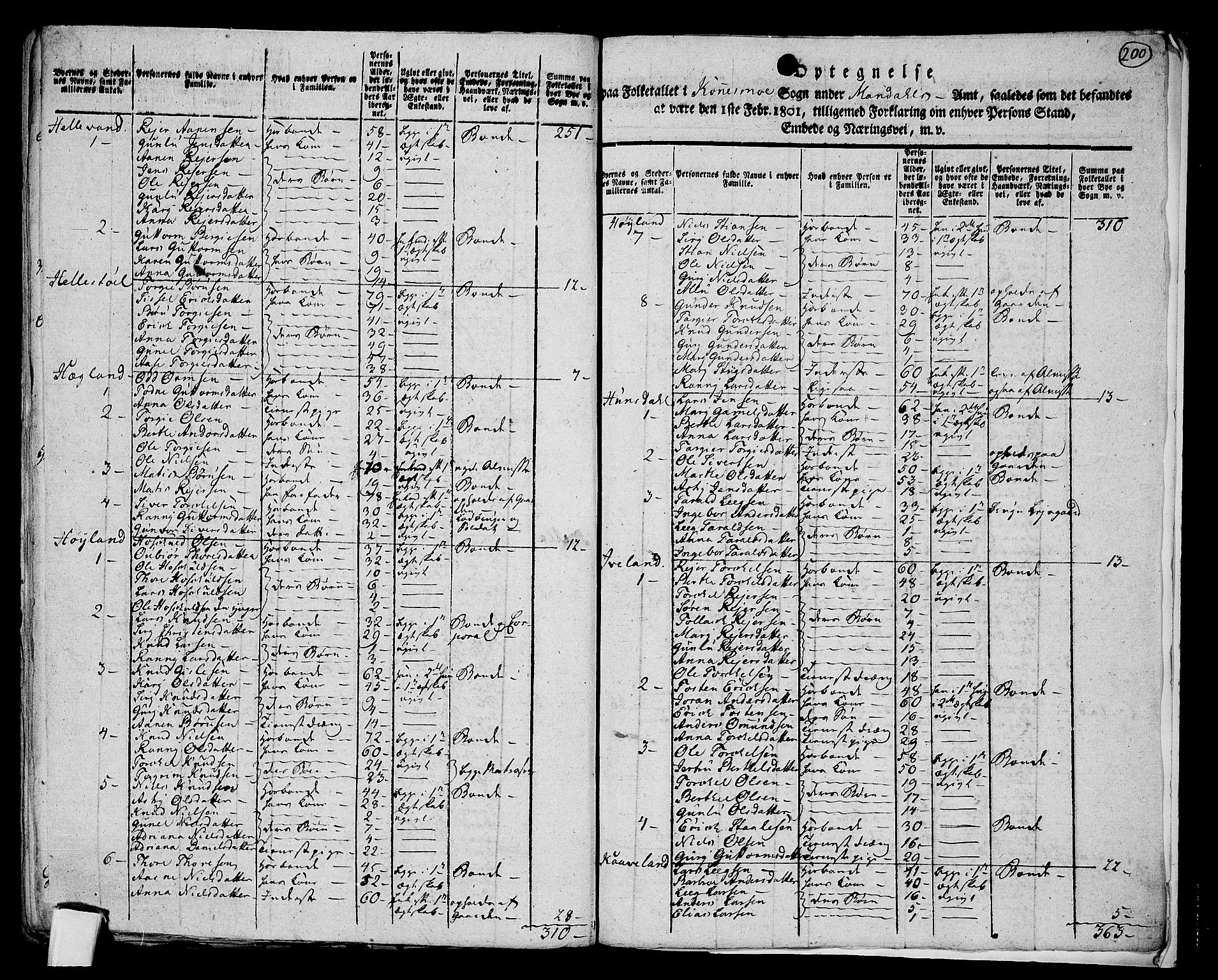RA, 1801 census for 1029P Audnedal, 1801, p. 199b-200a