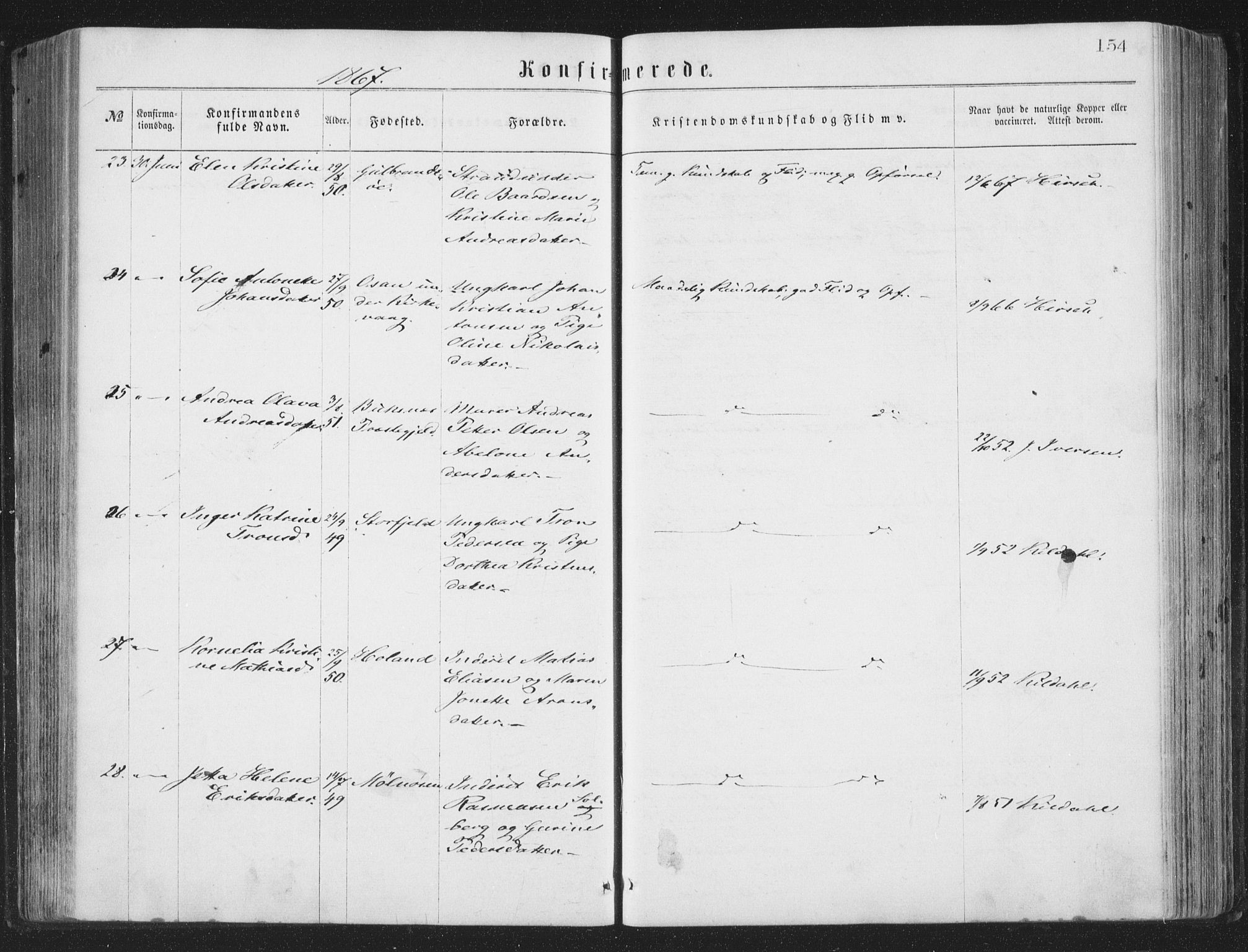 Ministerialprotokoller, klokkerbøker og fødselsregistre - Nordland, AV/SAT-A-1459/874/L1057: Parish register (official) no. 874A01, 1866-1877, p. 154